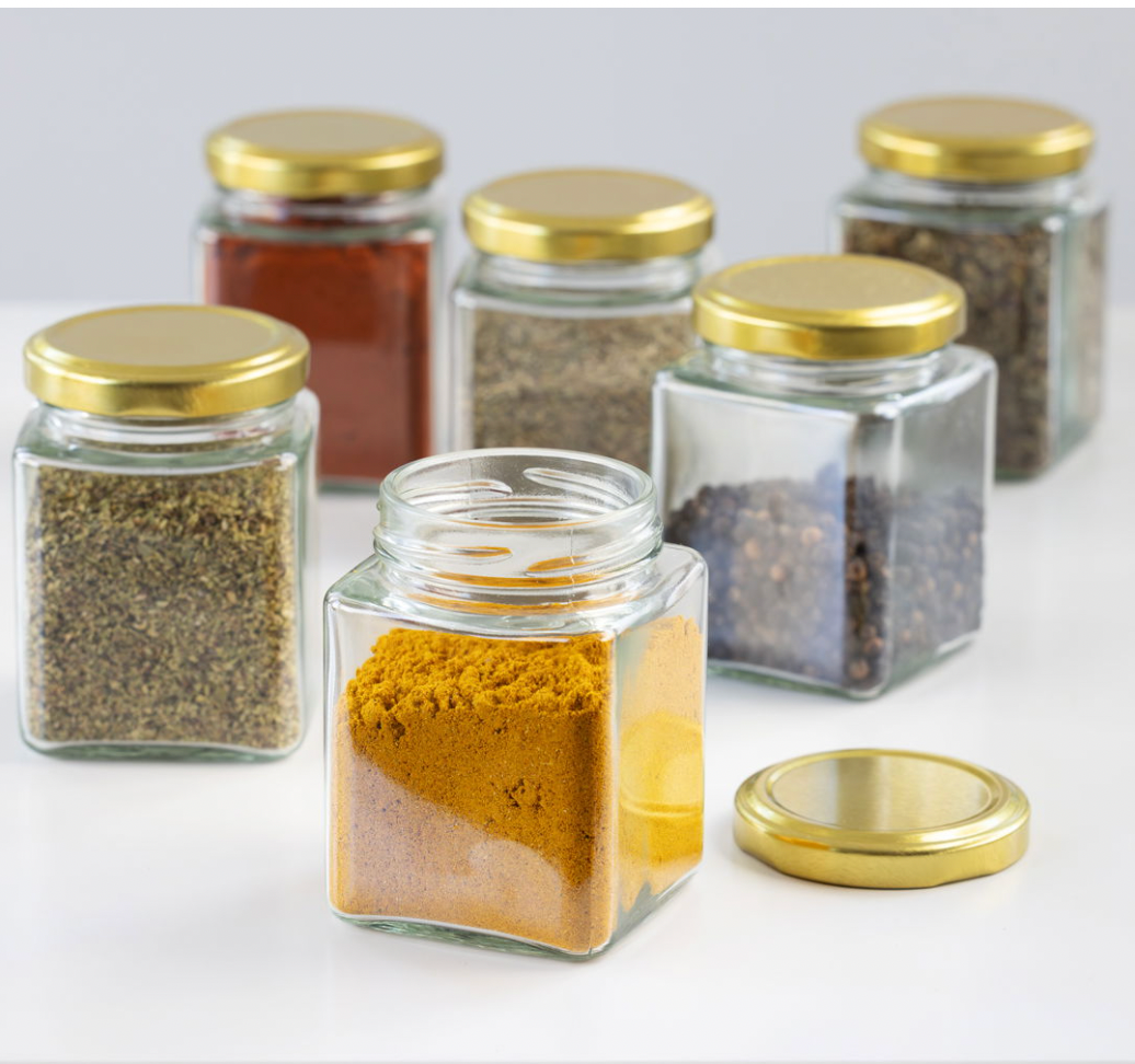 Gewürzgläser mit Metalldeckel - 6er-Pack