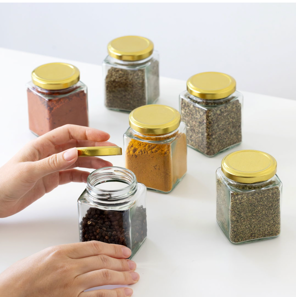Gewürzgläser mit Metalldeckel - 6er-Pack