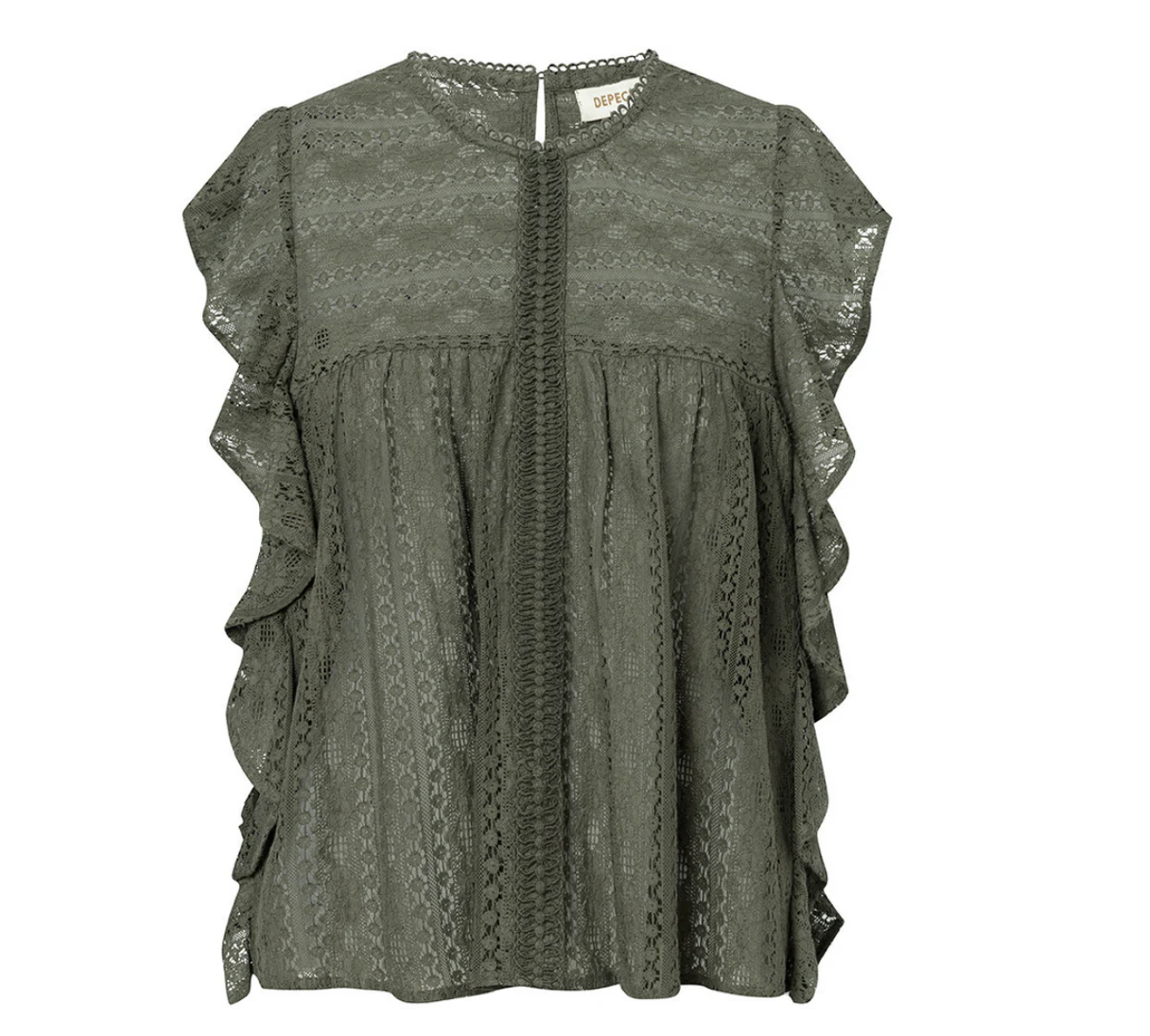 Bluse mit Spitze Nelly - Khaki