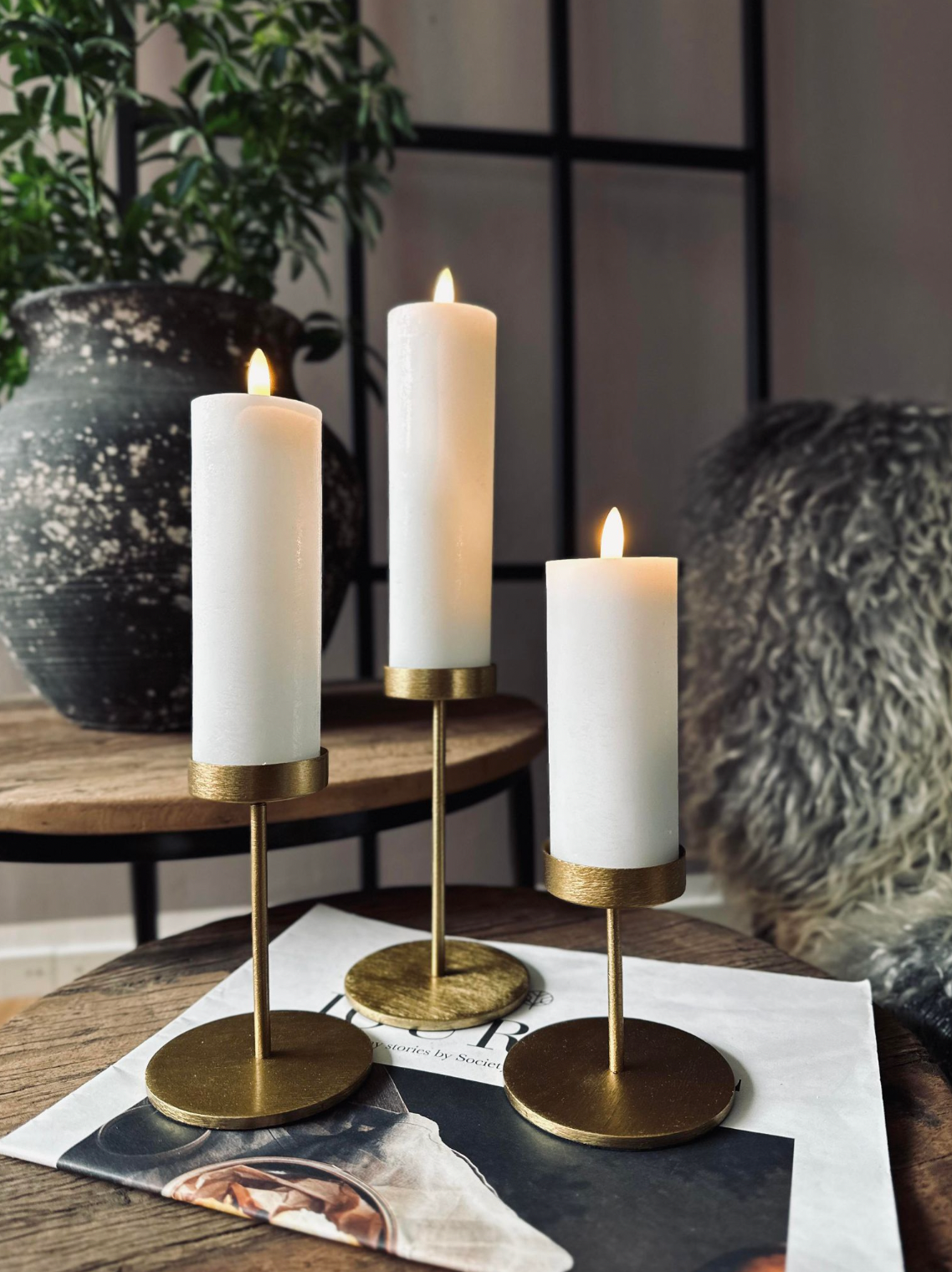 Kerzenhalter-Set für Stumpenkerzen – Golden Liva