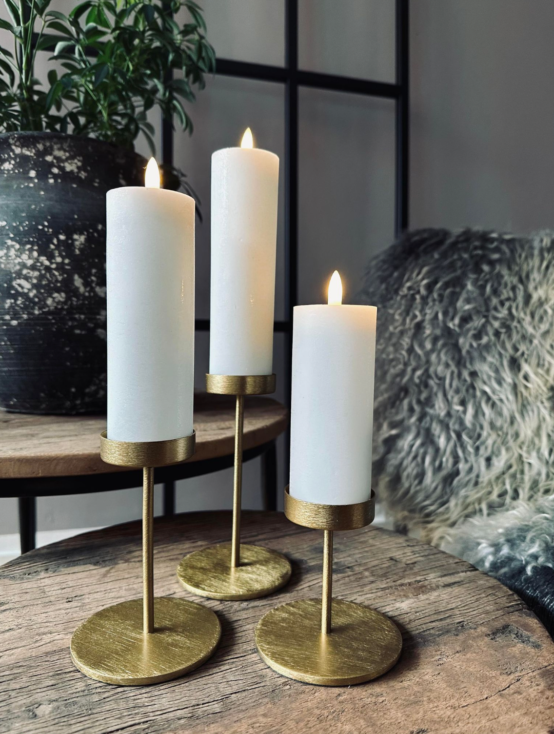 Kerzenhalter-Set für Stumpenkerzen – Golden Liva