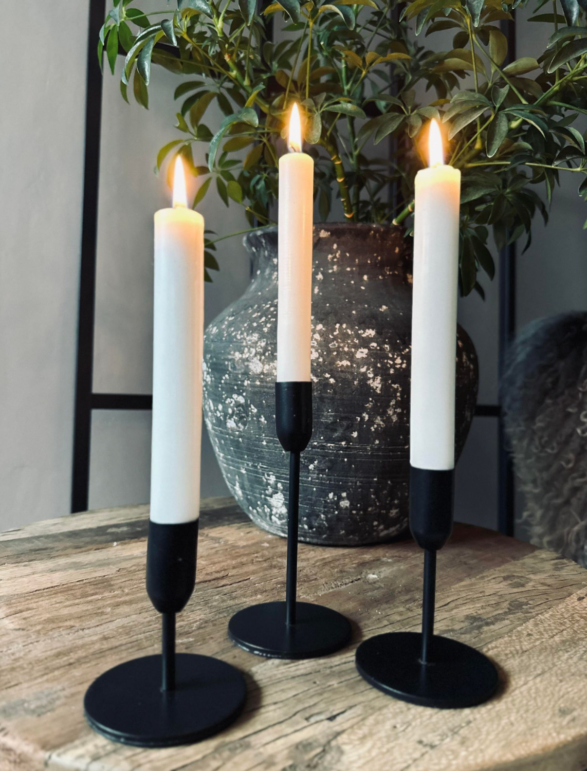 Kerzenhalter-Set 3 Stk. für Stabkerzen – Black Mindy