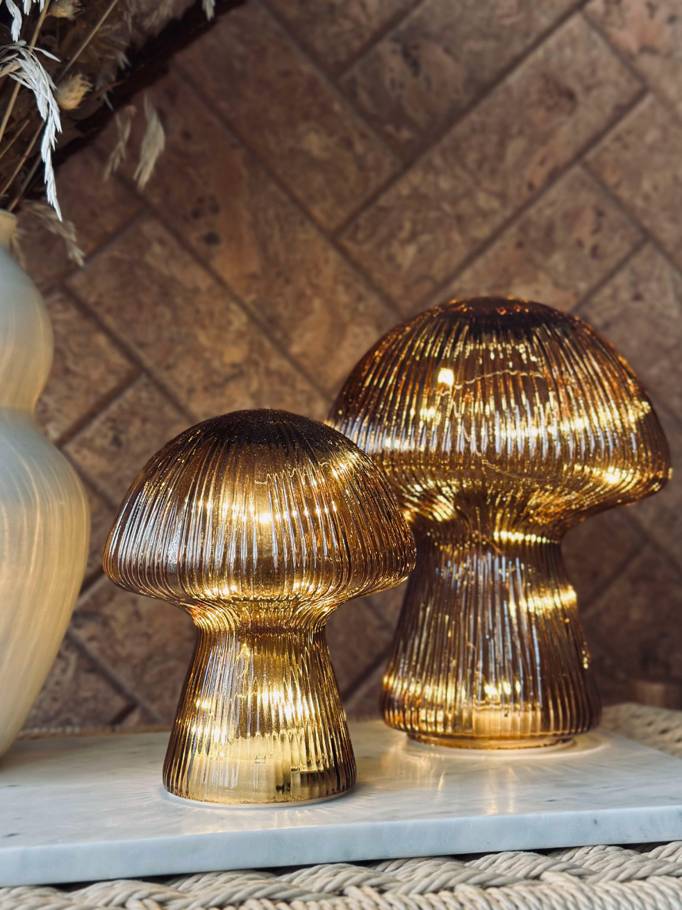 Mushroom mit Rillen 20cm - Golden