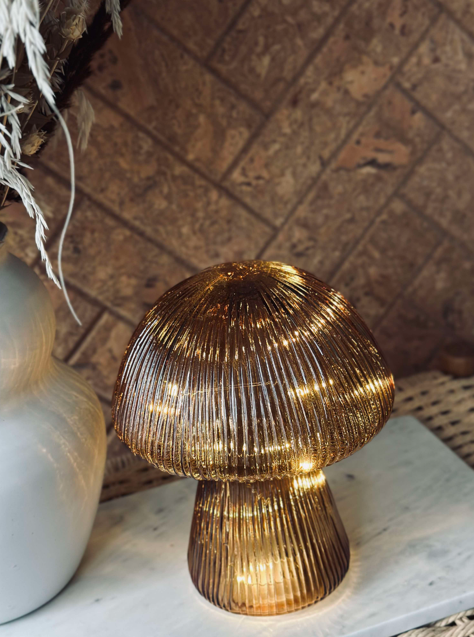 Mushroom mit Rillen 20cm - Golden
