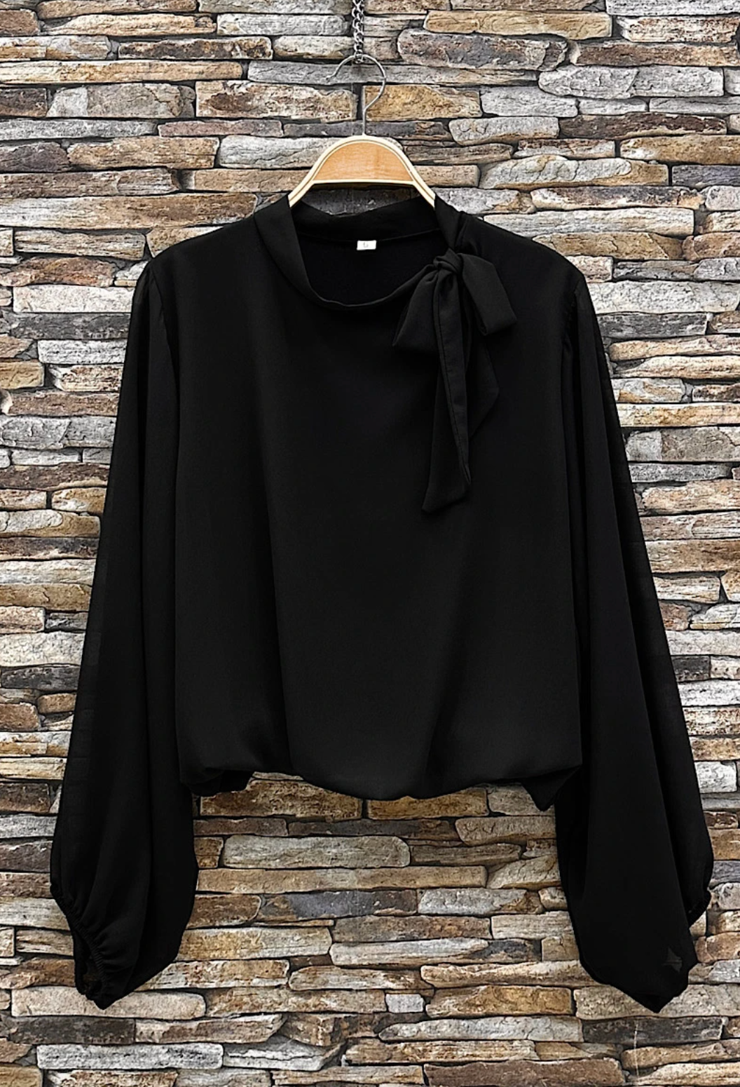 Bluse mit Schleife - Black