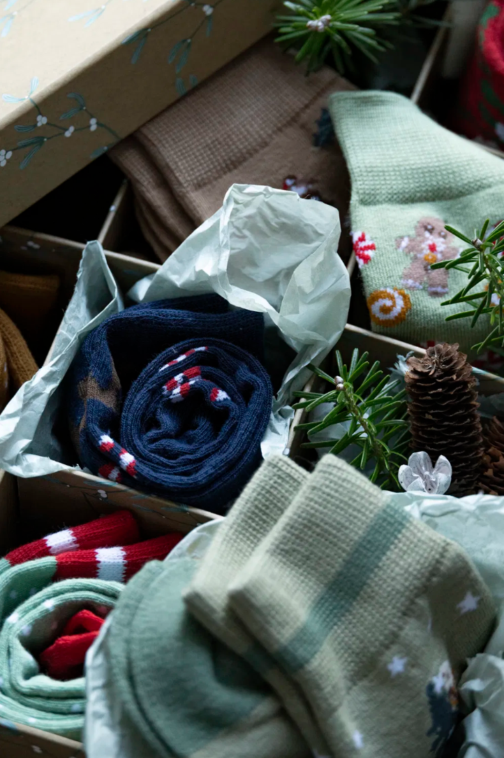 Socken Weihnachtsmotiv Grün - 37-41