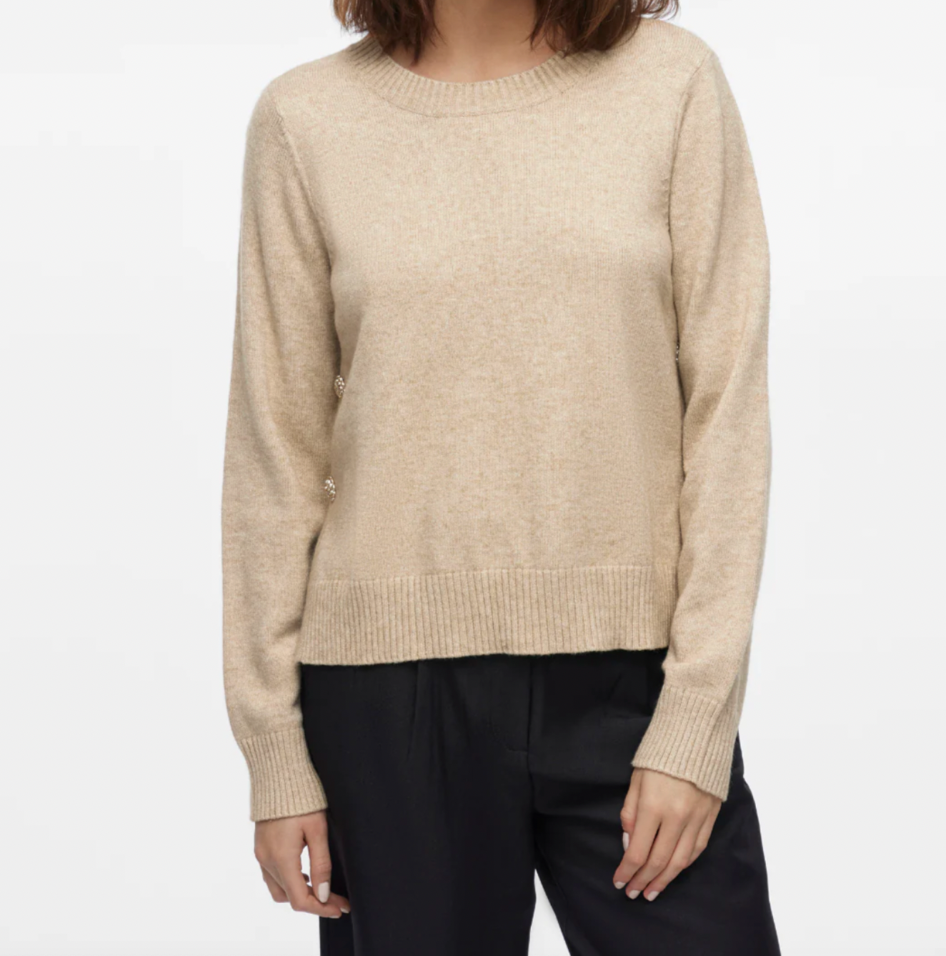 Bluse mit schönen Knöpfen - Beige