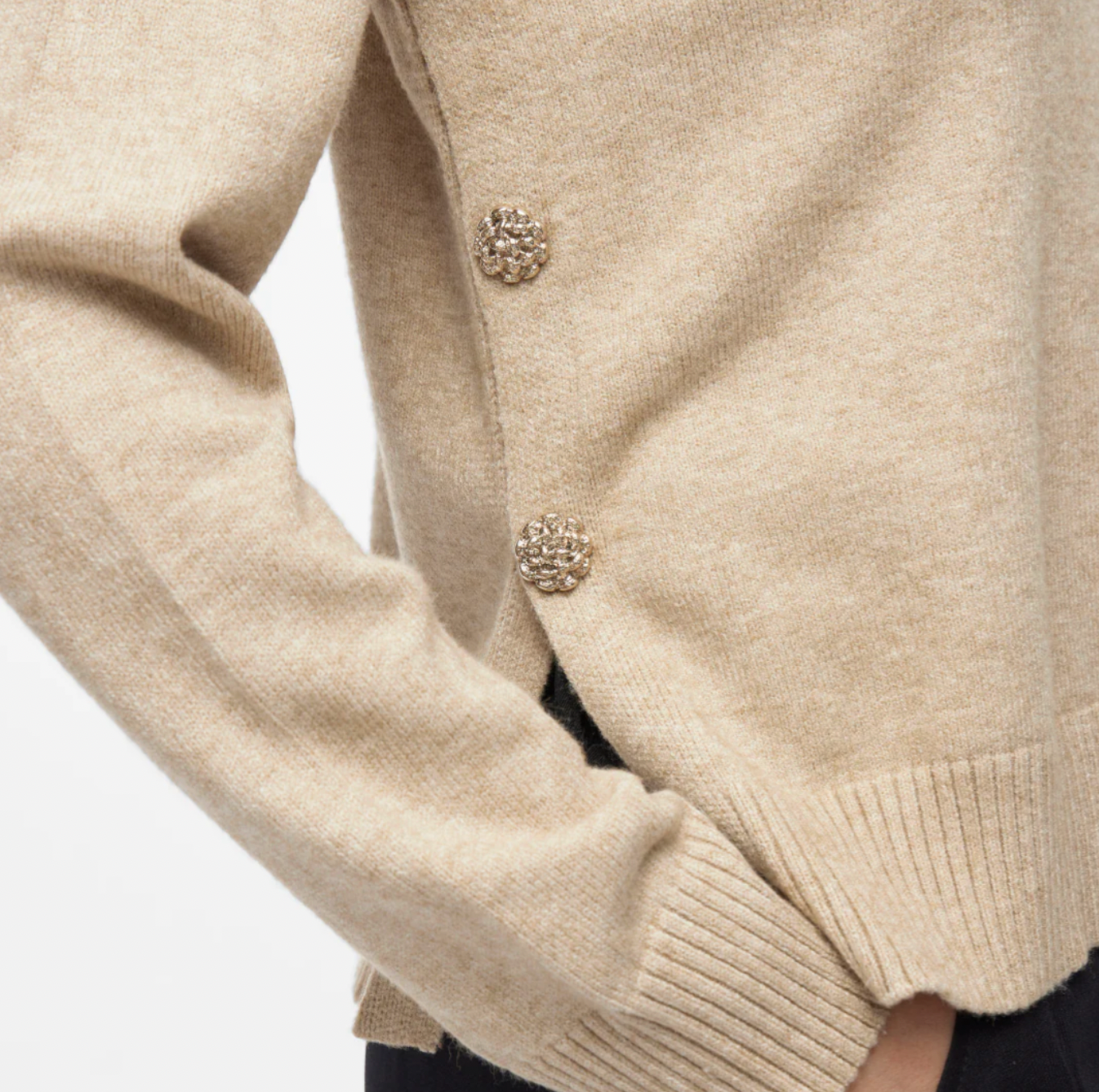 Bluse mit schönen Knöpfen - Beige