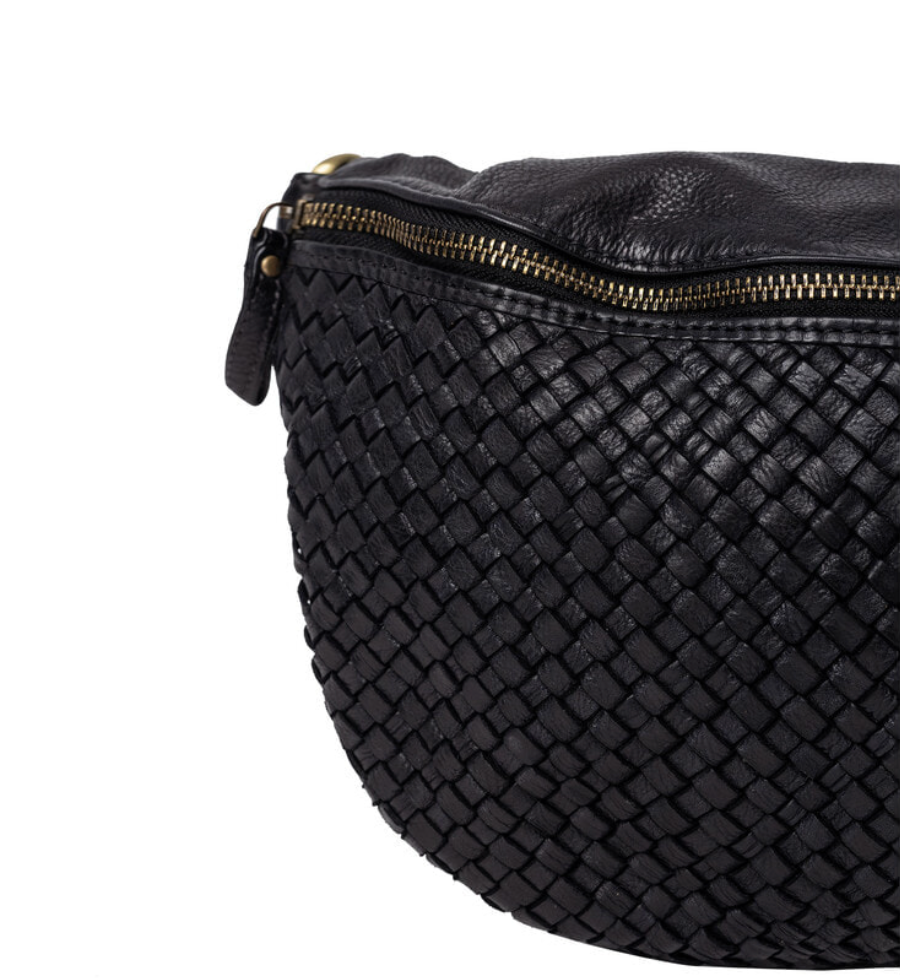 Gürteltasche JOMA mit Geflecht und Nieten - Schwarz