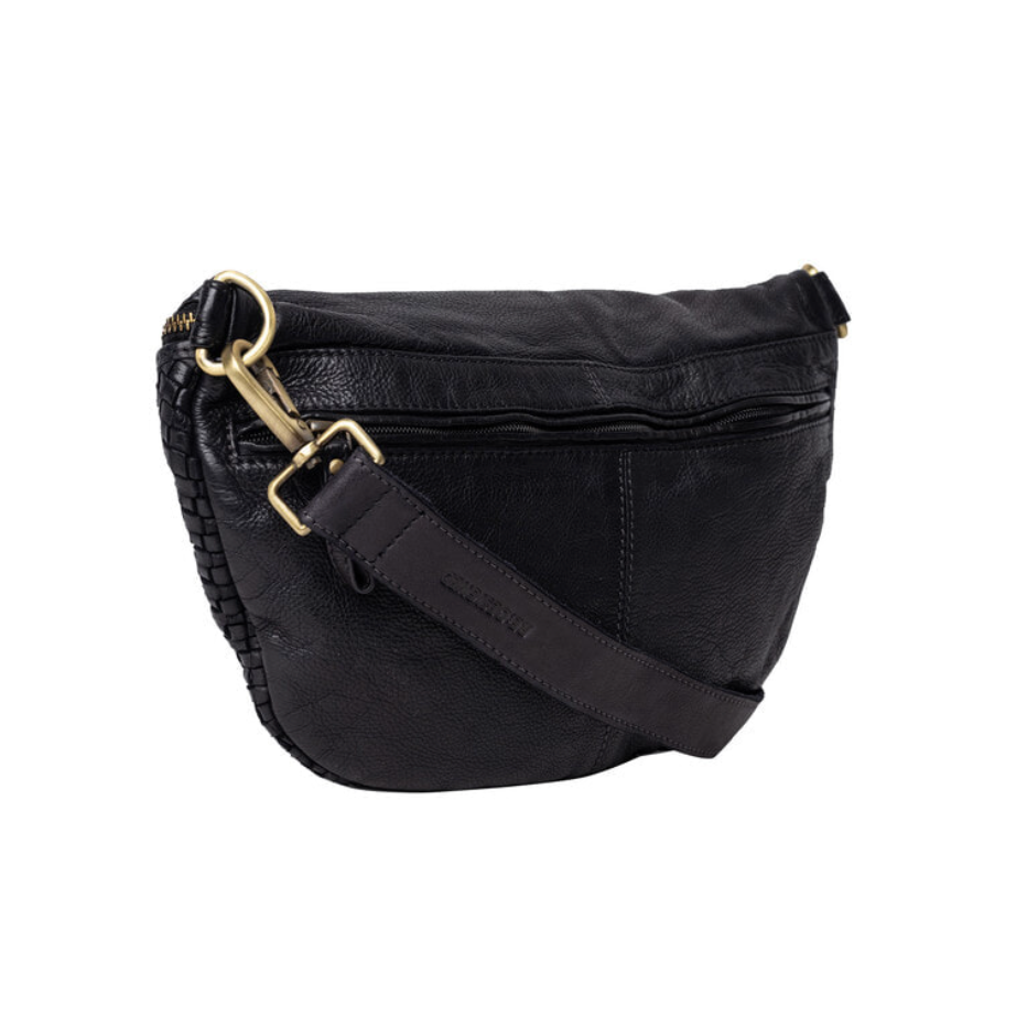 Gürteltasche JOMA mit Geflecht und Nieten - Schwarz