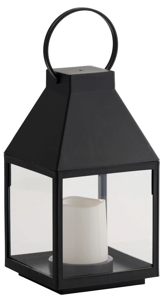 Laterne mit LED-Blockkerze