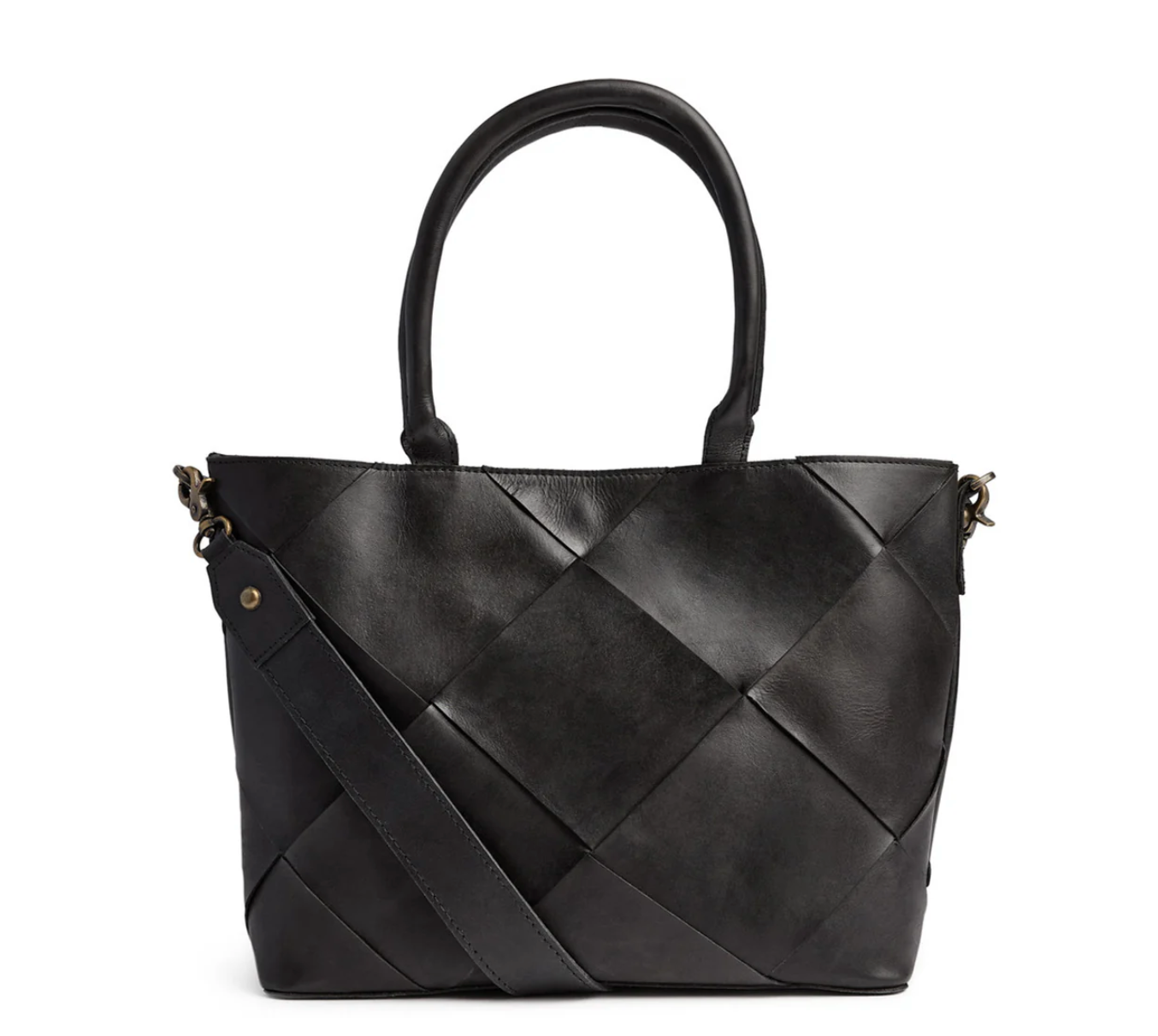 Exklusive handgeflochtene Schultertasche - Schwarz