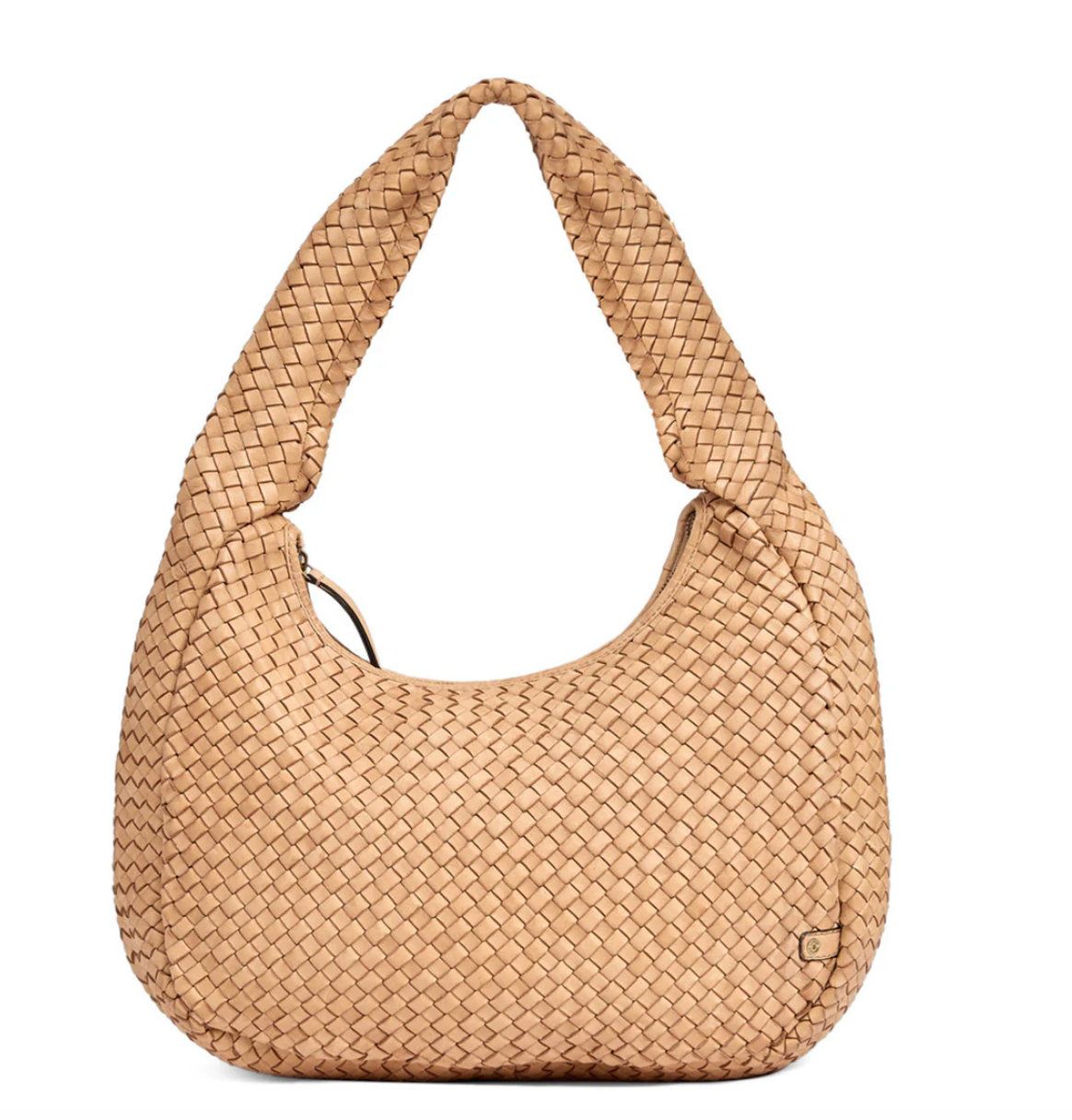 Elegante handgeflochtene Schultertasche - Sand groß