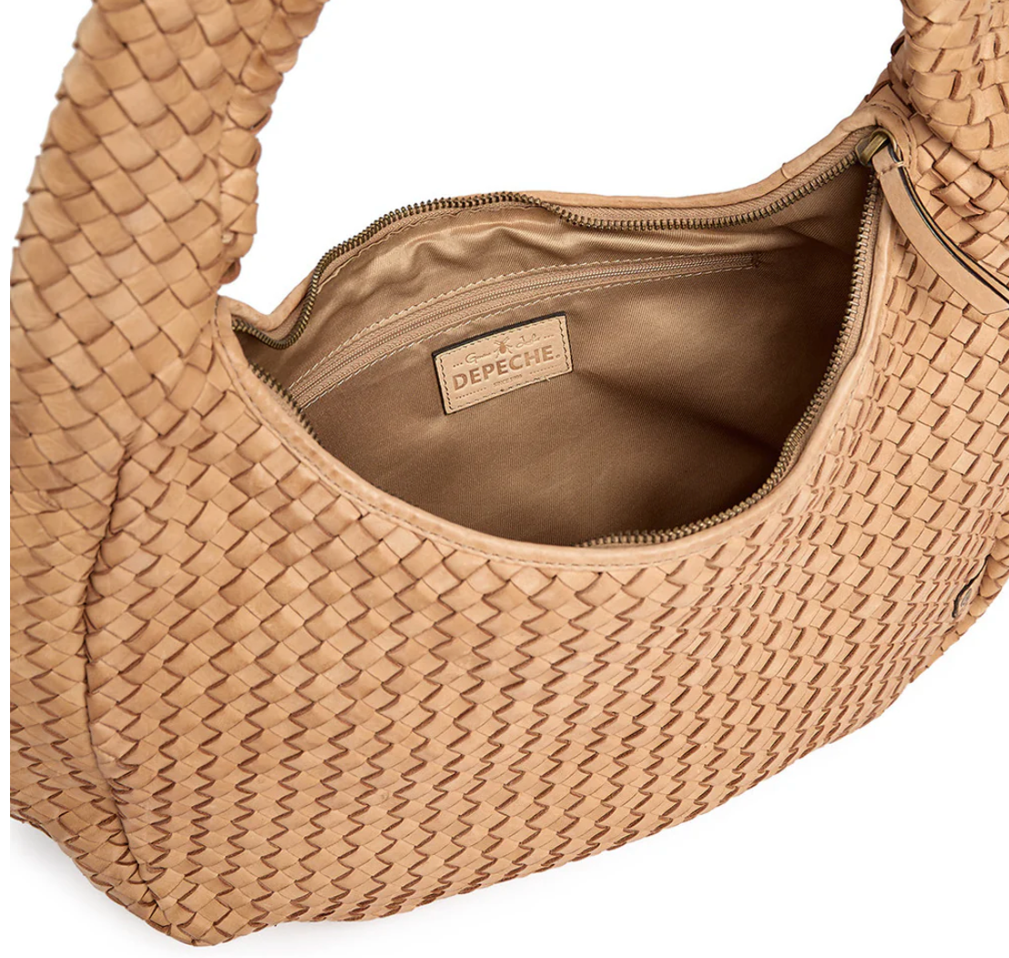 Elegante handgeflochtene Schultertasche - Sand groß
