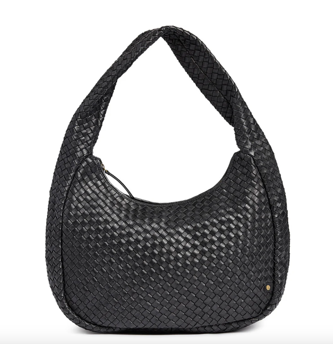 Elegante handgeflochtene Schultertasche - Schwarz groß