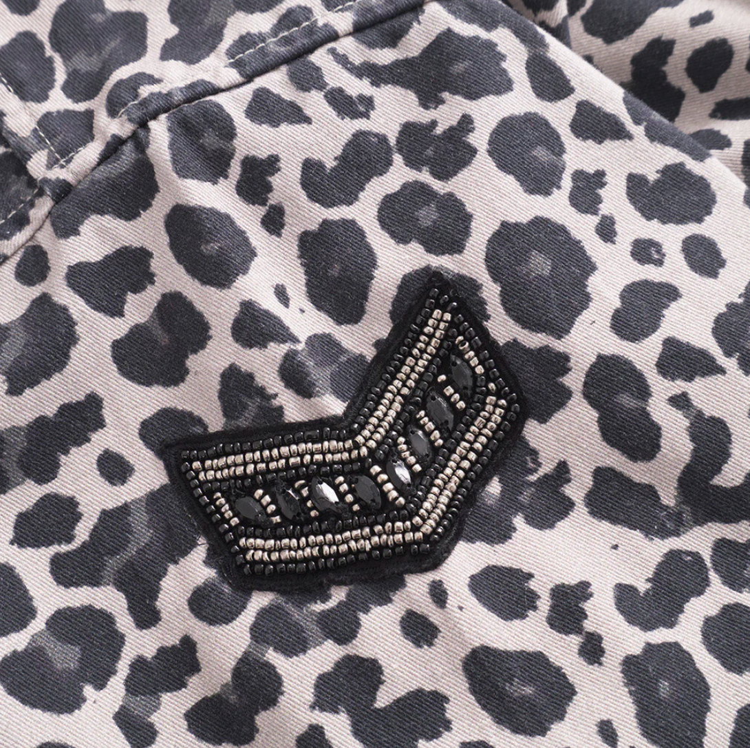 Trendiges Hemd - Grau Leopard