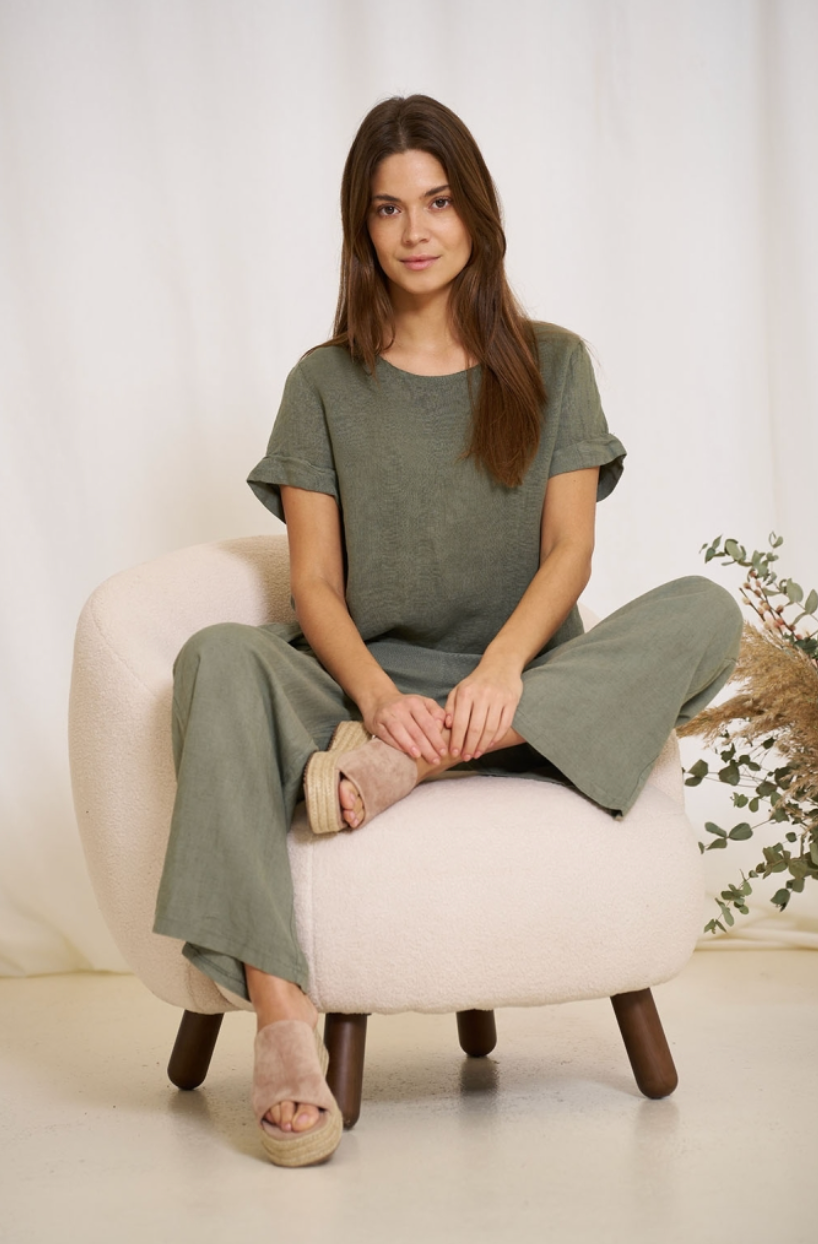 Hose Leinenmix – Military
