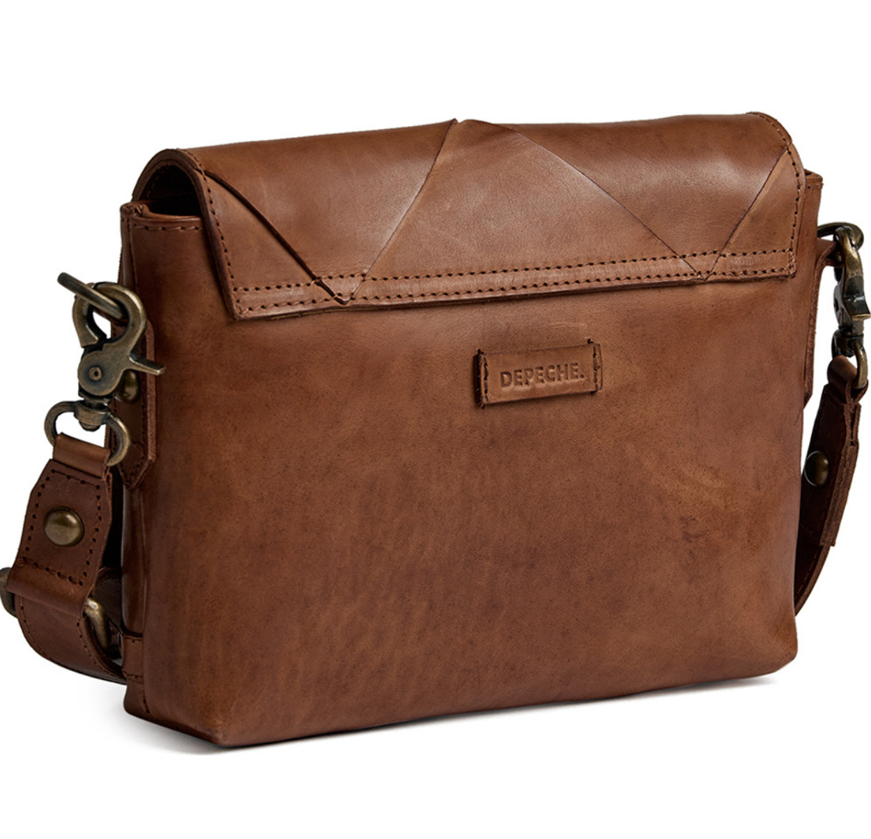 Exklusive handgeflochtene Crossover-Tasche - Cognac