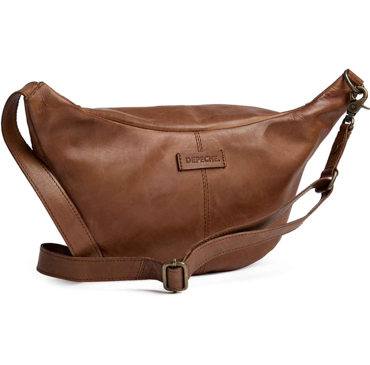 Exklusive handgeflochtene Bauchtasche - Cognac