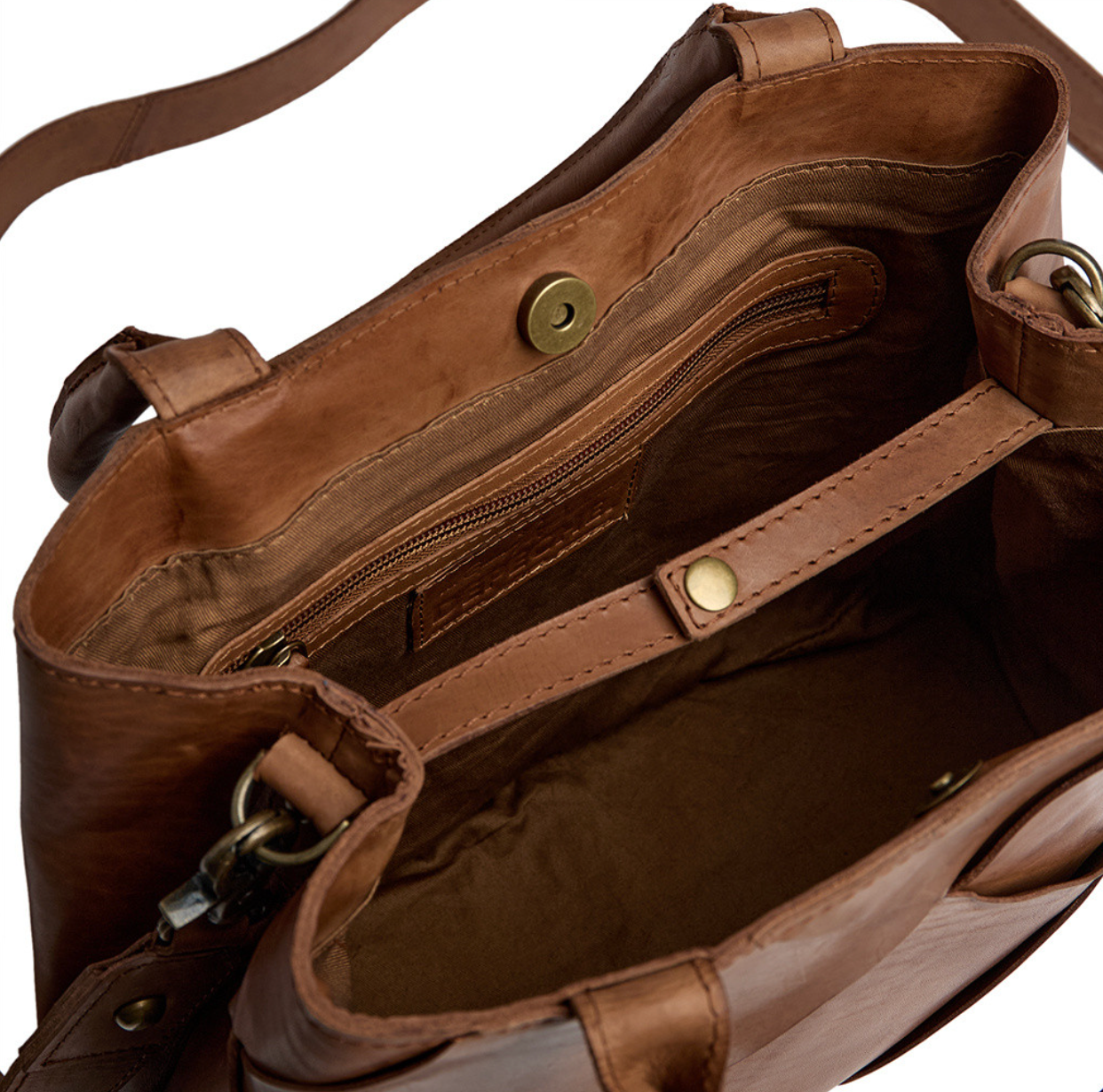 Exklusive handgeflochtene Schultertasche - Cognac