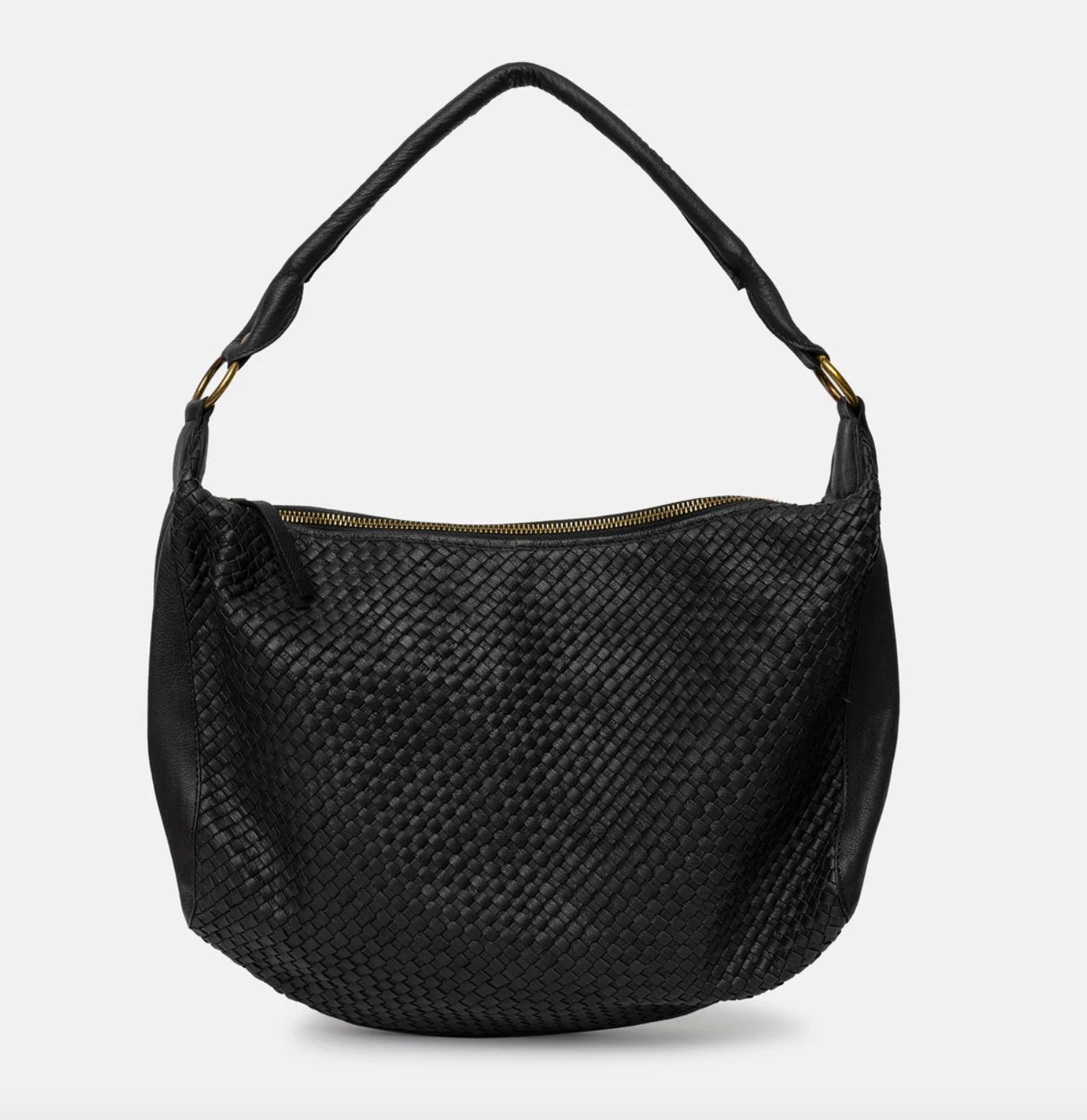 Schultertasche DARIA – Geflochtenes Leder schwarz