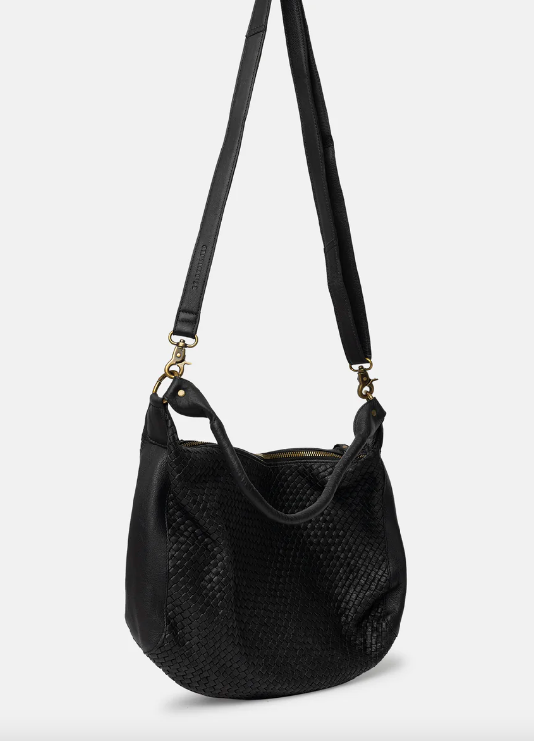 Schultertasche DARIA – Geflochtenes Leder schwarz