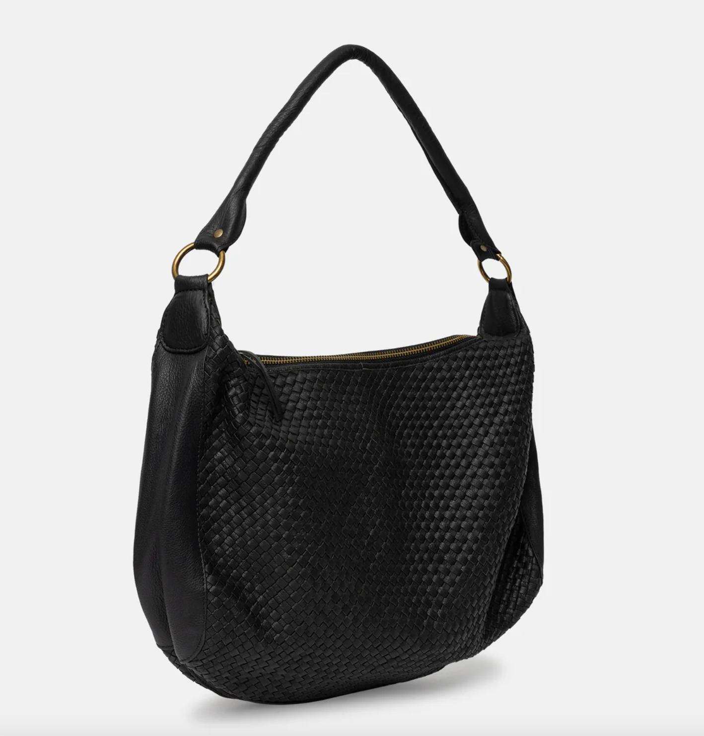 Schultertasche DARIA – Geflochtenes Leder schwarz