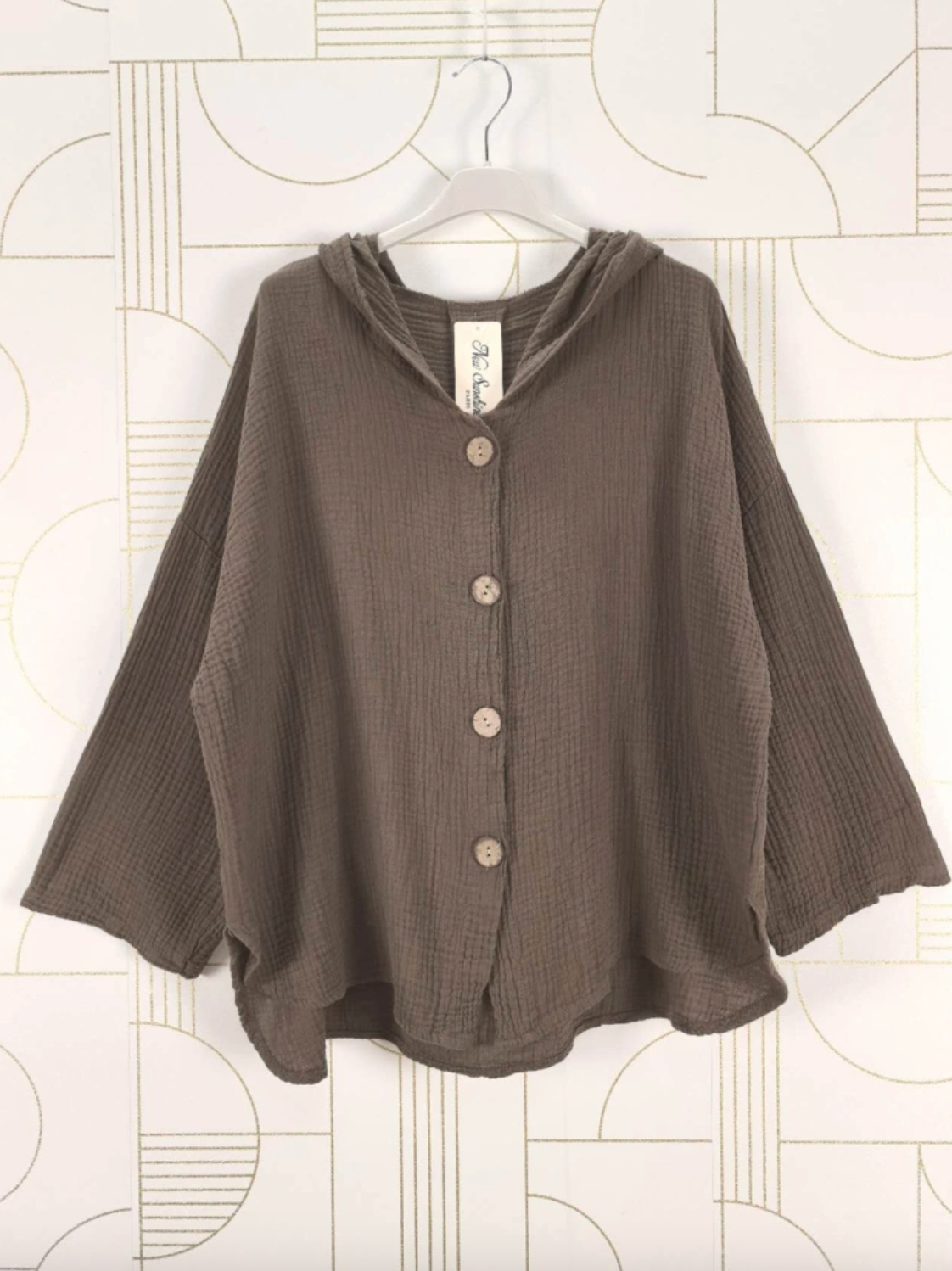 Cardigan aus leicht gewaffelter Baumwolle - Braun