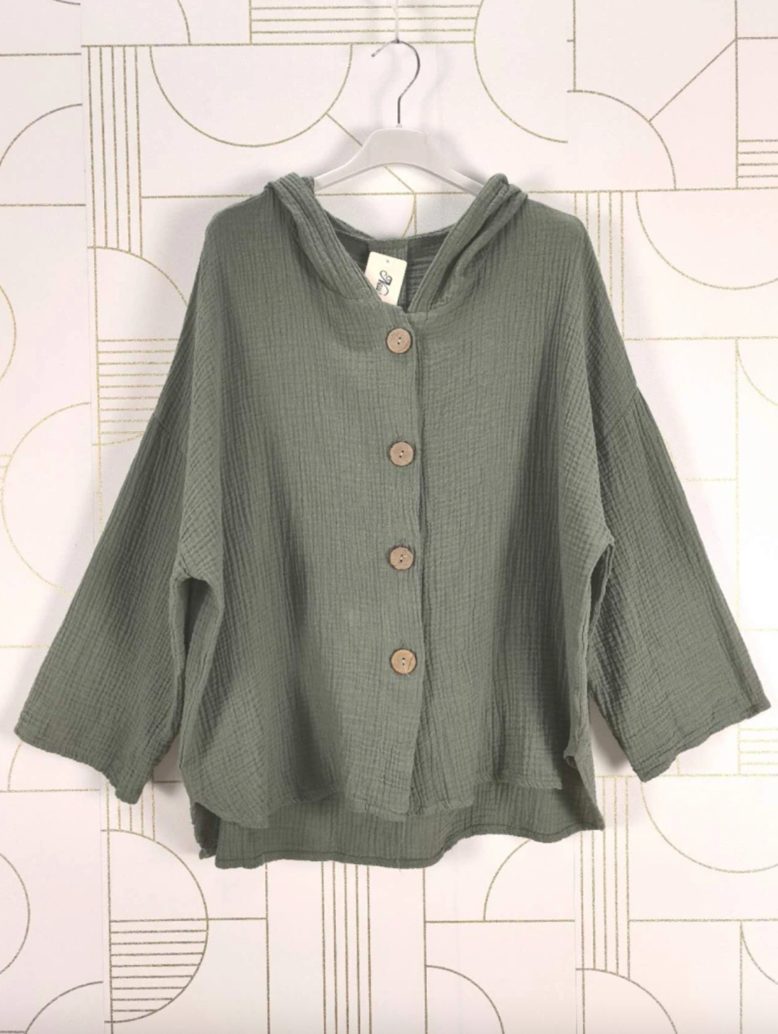 Cardigan aus gewaffelter Baumwolle - Kaki