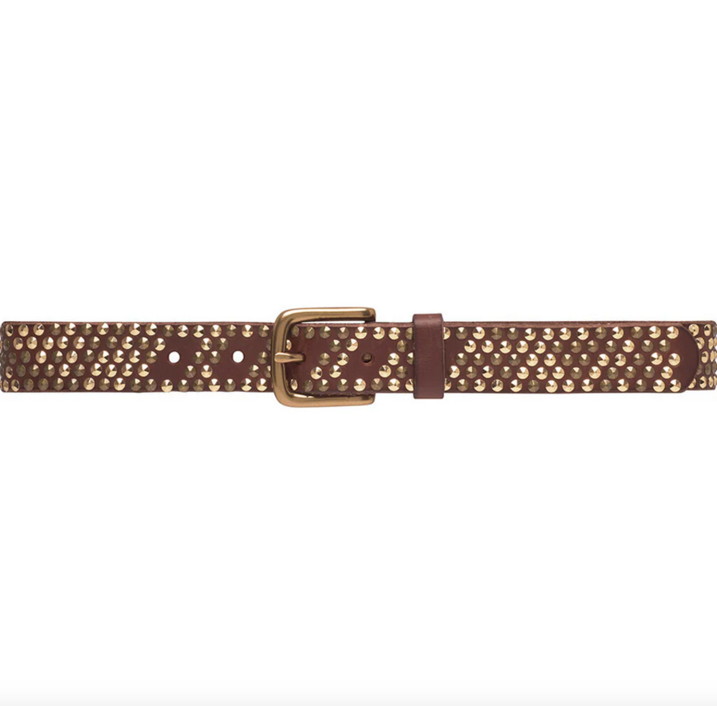 Jeansgürtel mit Nieten - Braun/ Gold