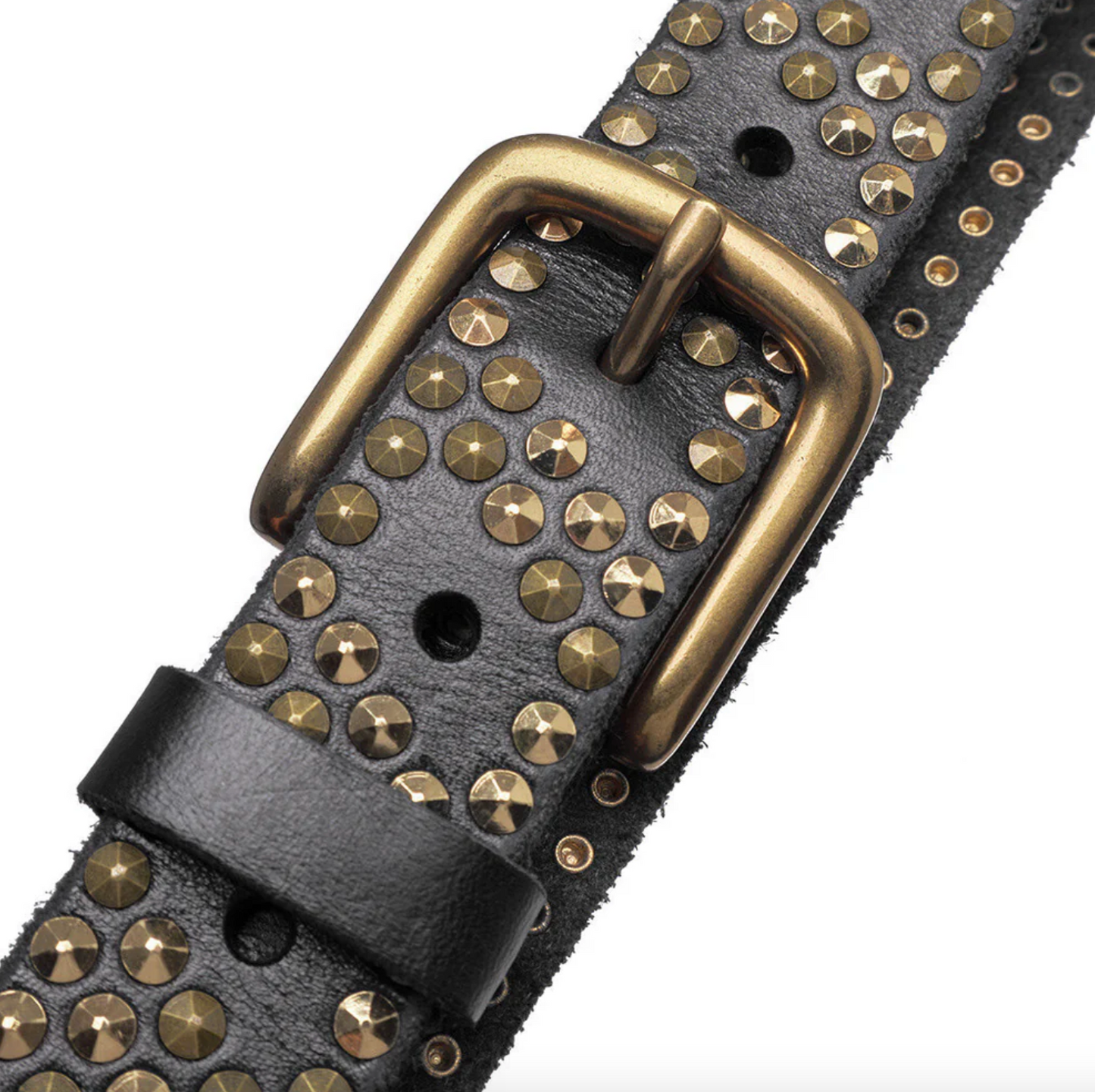 Jeans-Gürtel mit Nieten - Schwarz / Gold