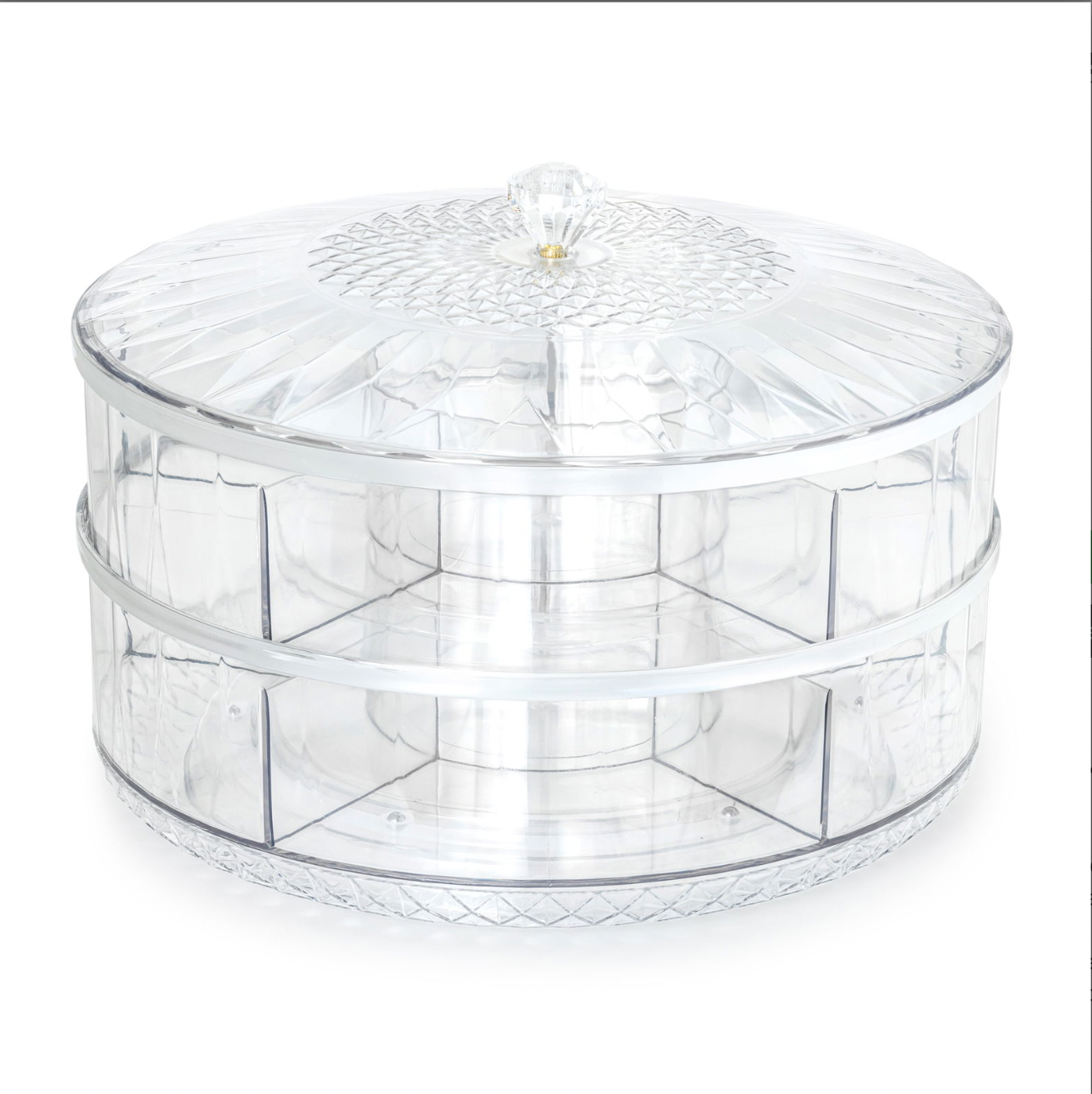 Servierplatte mit Aufteilung und Deckel in 2 Lagen