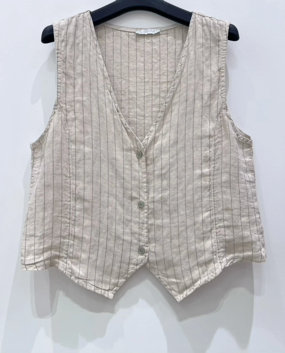 Weste beige gestreift - Leinen