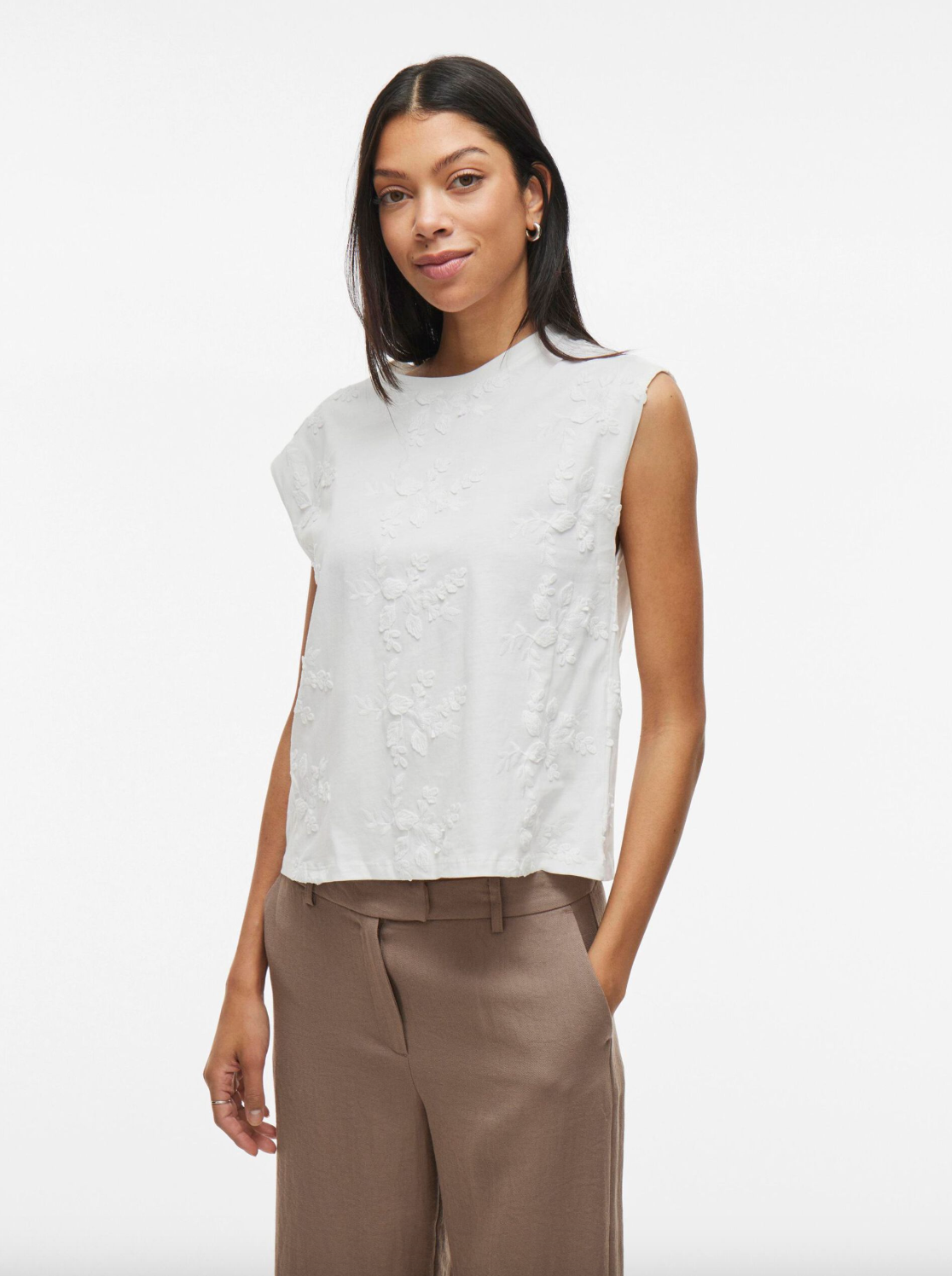 Bluse SASJA ärmellos mit Stickerei