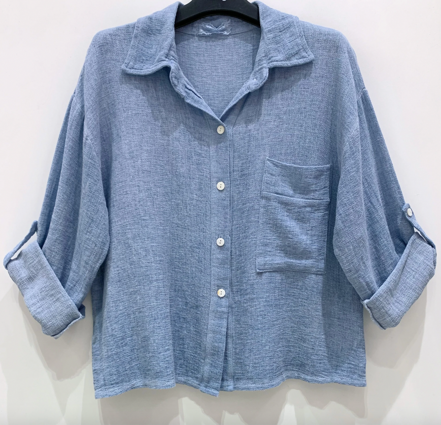 Bluse Milla - Leinenmix Jeansblau