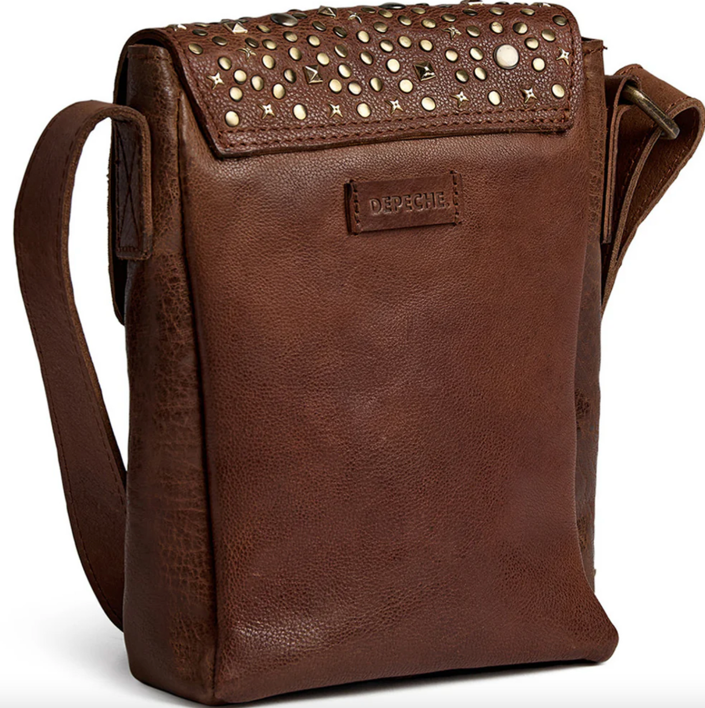 Handytasche mit Nieten - Cognac