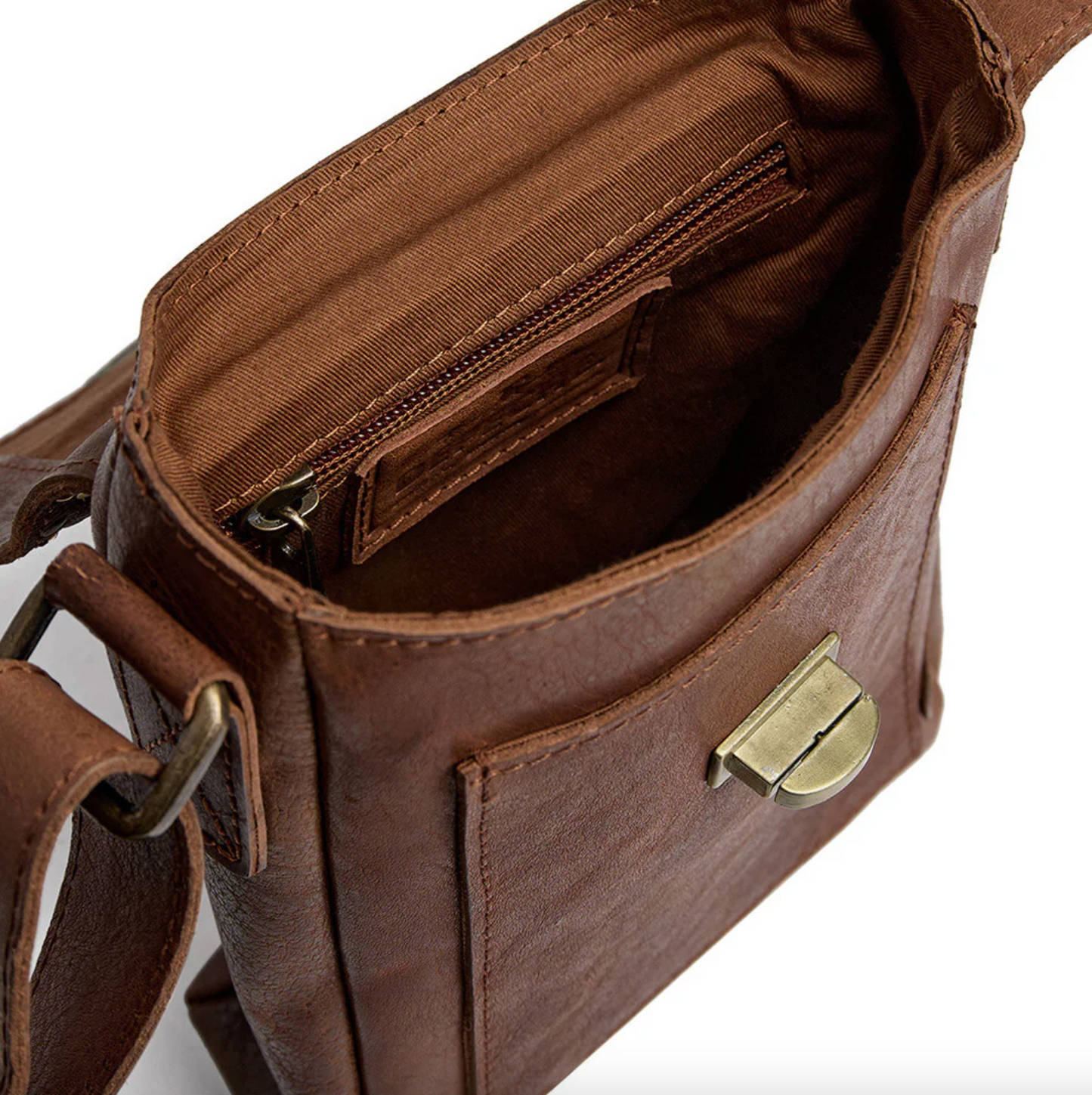 Handytasche mit Nieten - Cognac