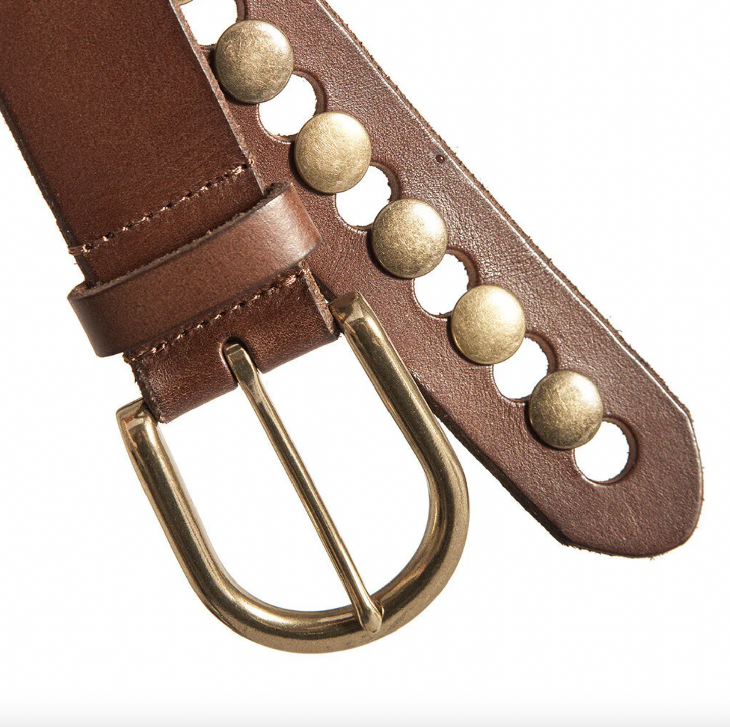Jeansgürtel mit Nieten - Braun
