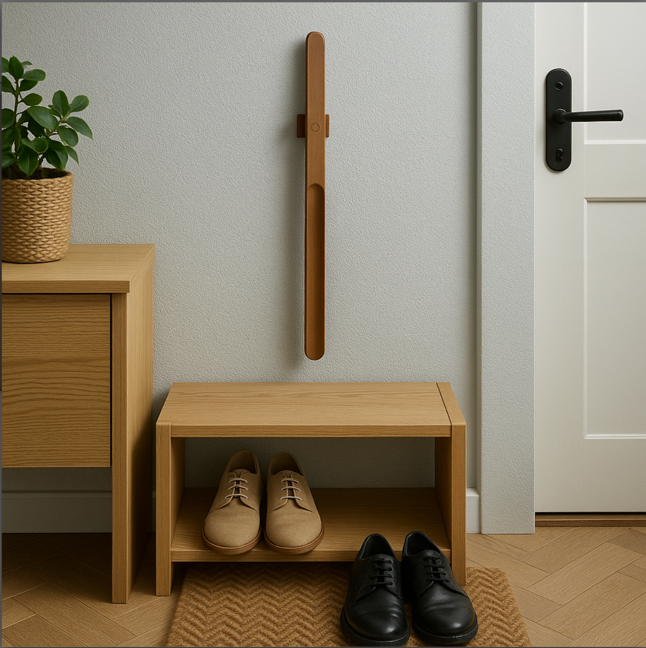 Schuhlöffel aus Holz mit Magnet