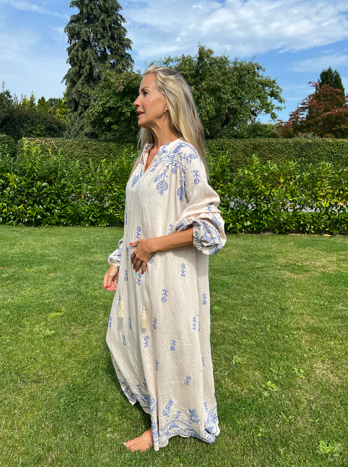 Kleid Boheme - Beige / Blau