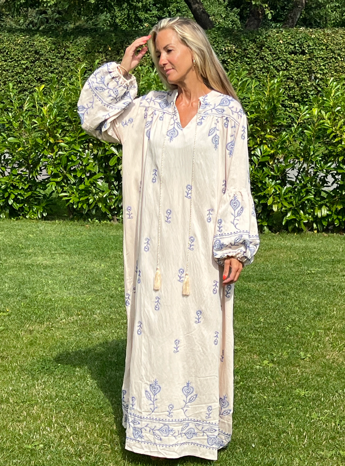 Kleid Boheme - Beige / Blau
