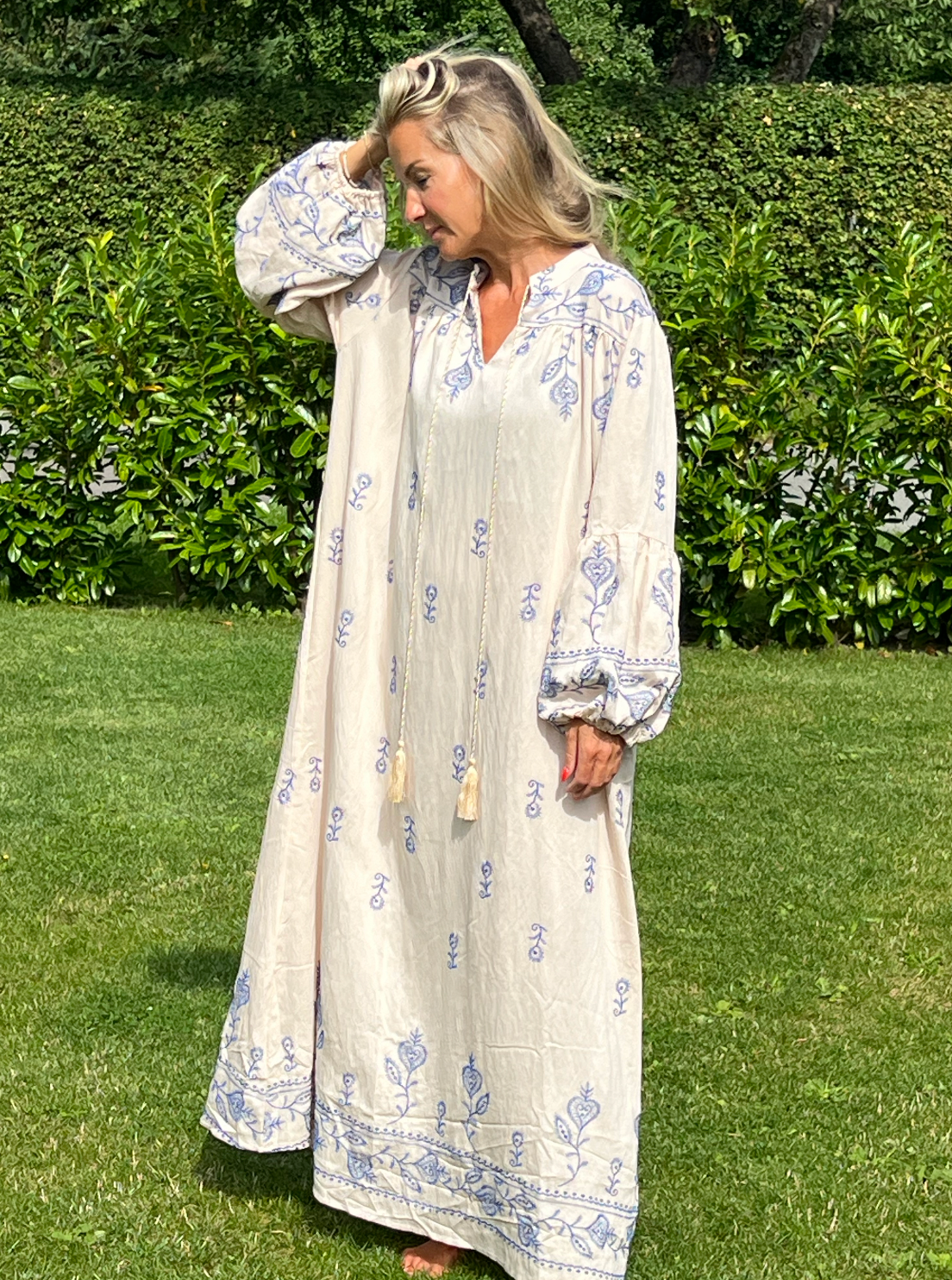 Kleid Boheme - Beige / Blau