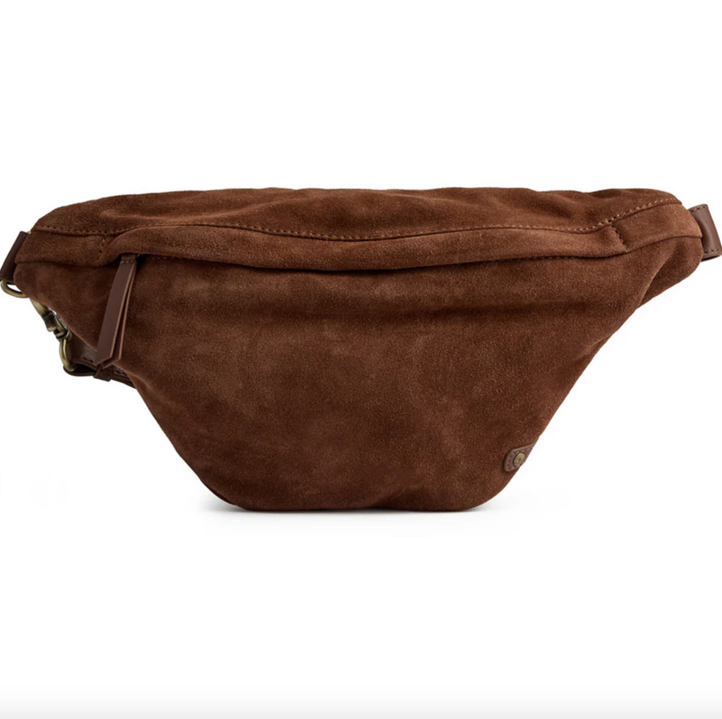 Schöne Wildleder-Bauchtasche - Cognac