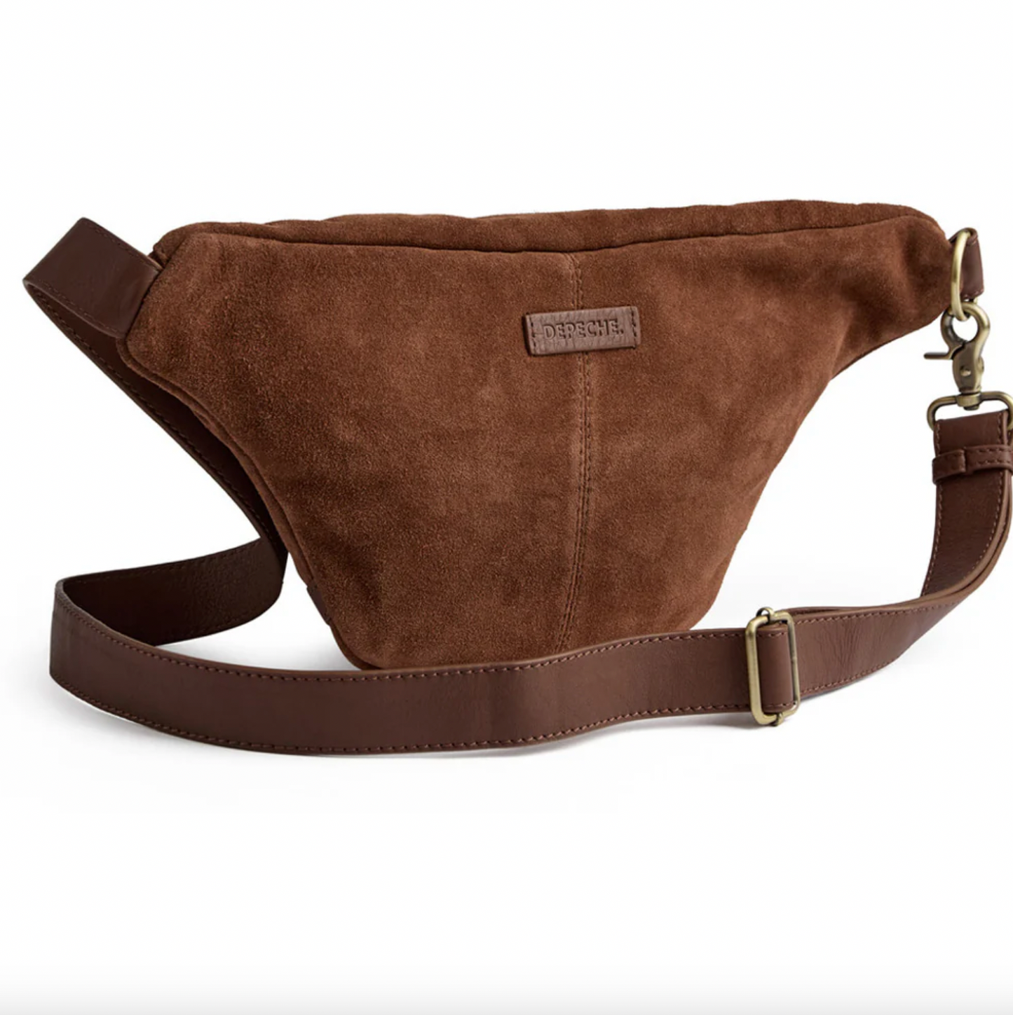 Schöne Wildleder-Bauchtasche - Cognac