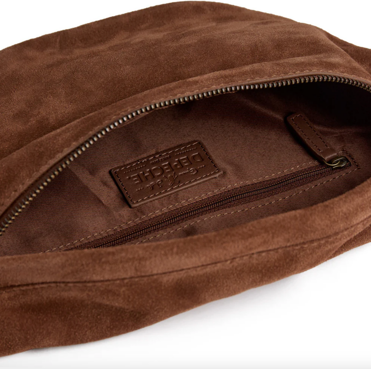 Schöne Wildleder-Bauchtasche - Cognac