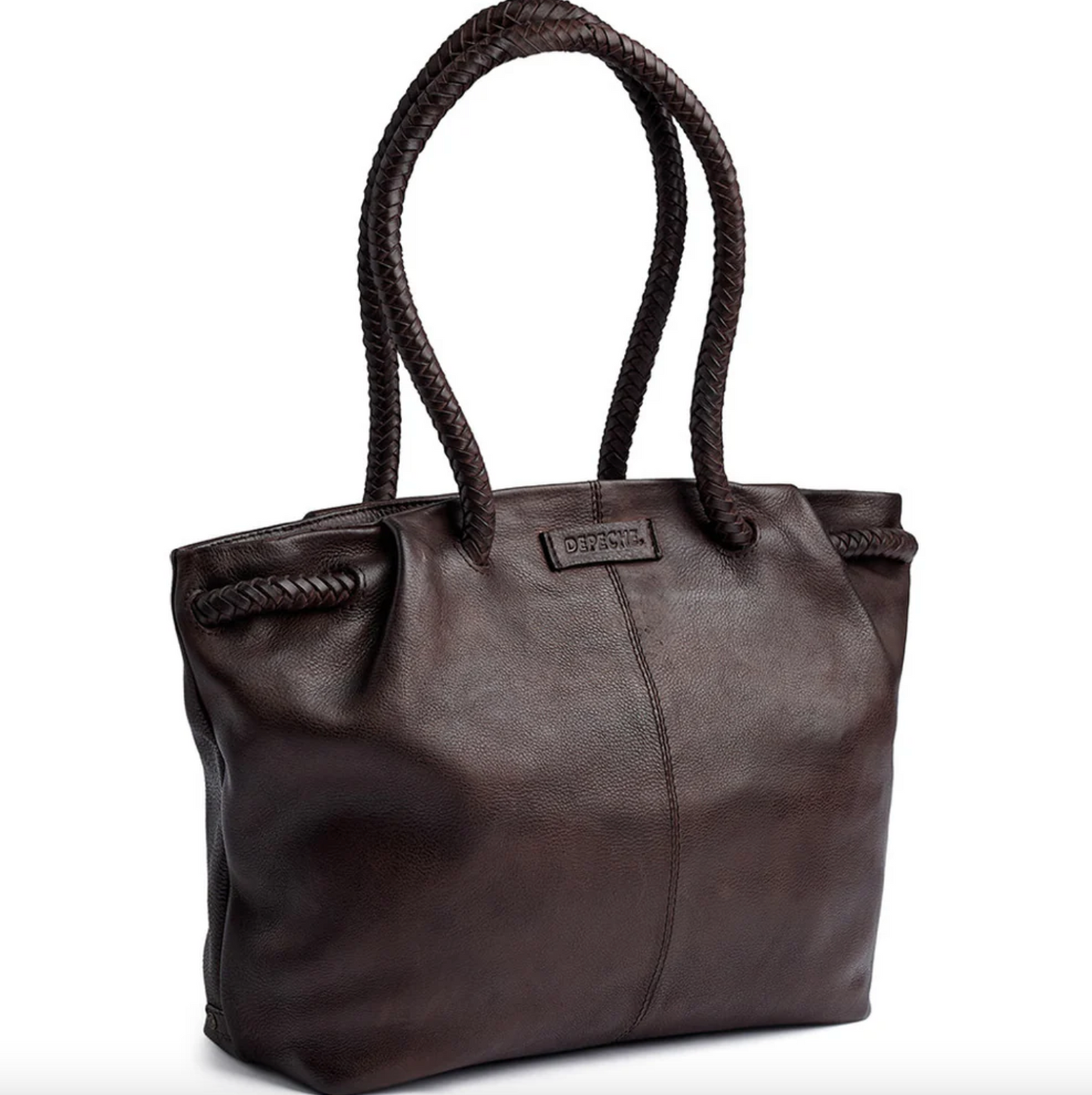 Schultertasche mit schönem geflochtenem Riemen - Braun