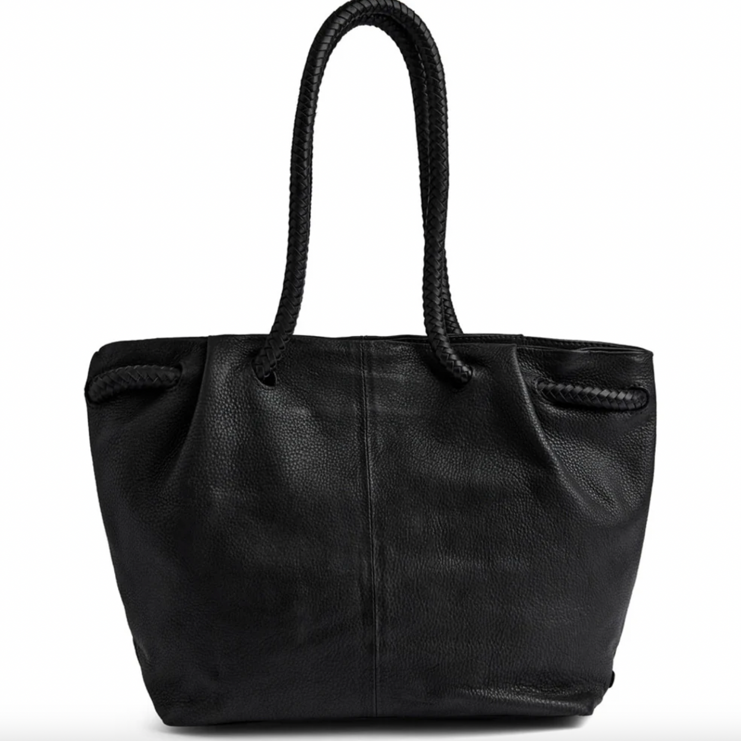 Schultertasche mit schönem Flechtgurt - Schwarz
