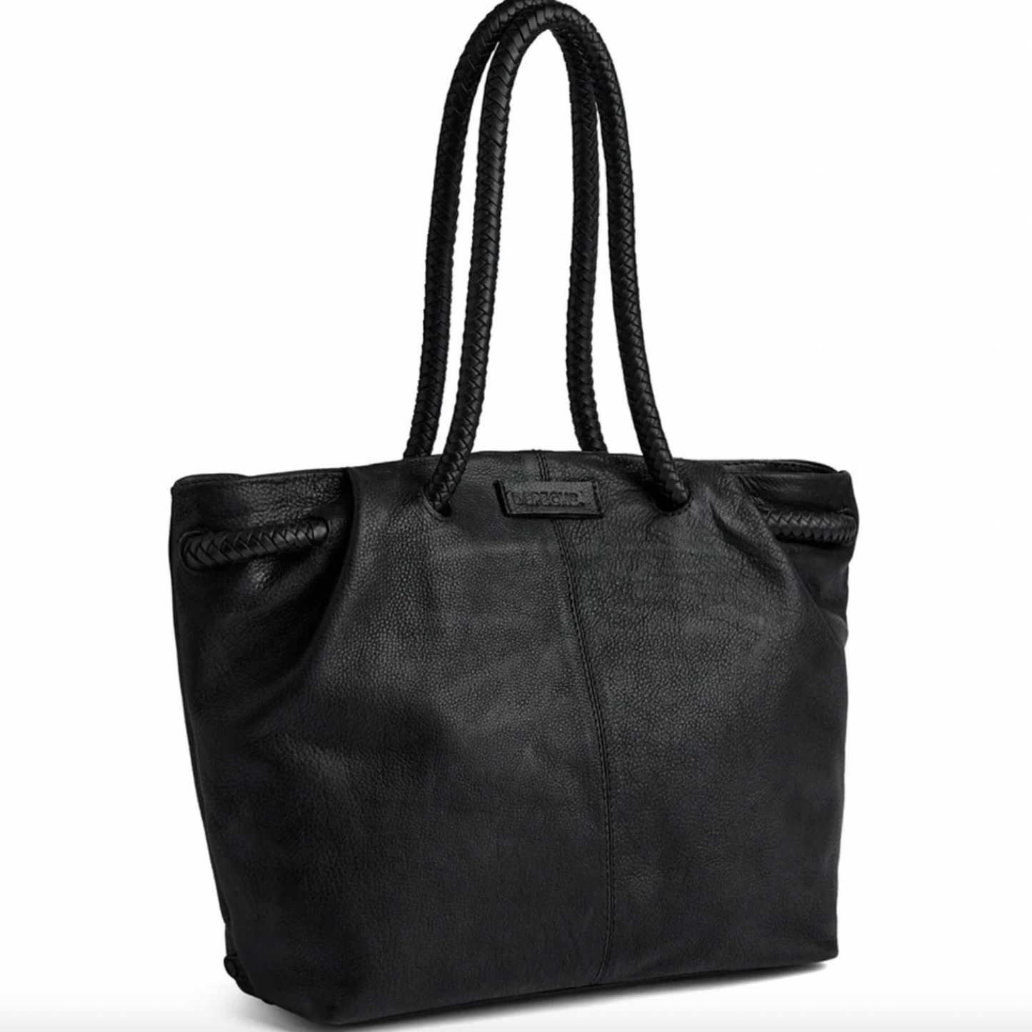 Schultertasche mit schönem Flechtgurt - Schwarz