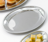 Ovale Servierplatte Edelstahl - 37x23 cm.