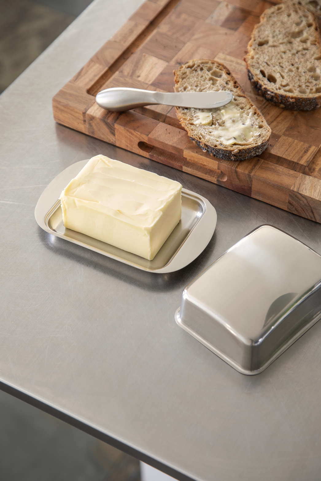 Butterdose mit Deckel - Edelstahl